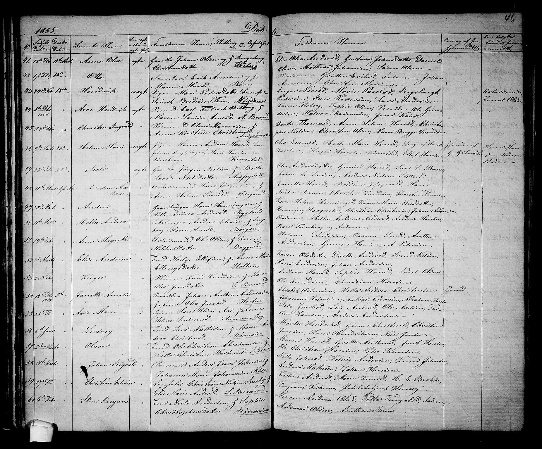 Borre kirkebøker, AV/SAKO-A-338/G/Ga/L0002: Parish register (copy) no. I 2, 1852-1871, p. 46