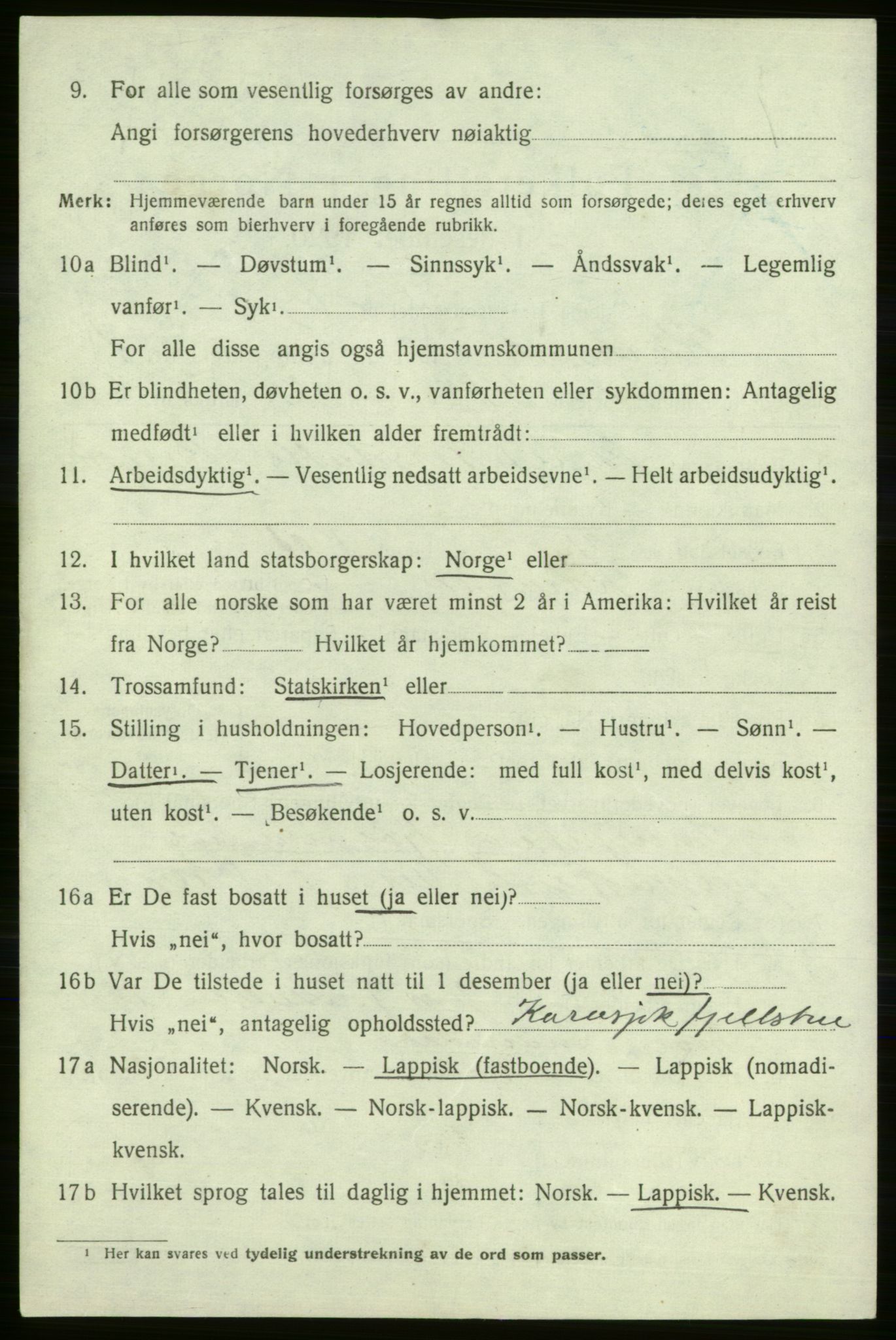 SATØ, 1920 census for Karasjok, 1920, p. 993