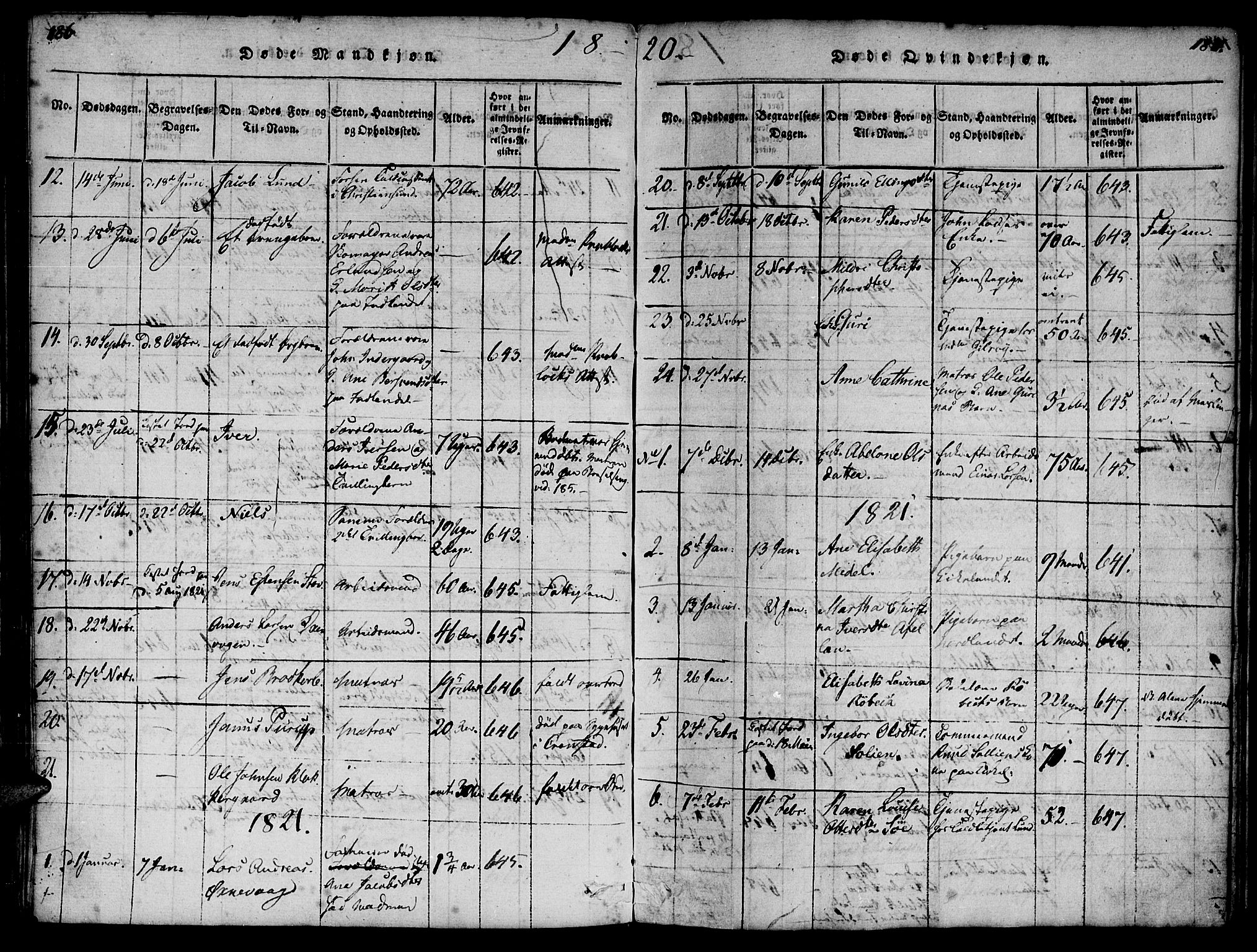 Ministerialprotokoller, klokkerbøker og fødselsregistre - Møre og Romsdal, AV/SAT-A-1454/572/L0842: Parish register (official) no. 572A05, 1819-1832, p. 186-187