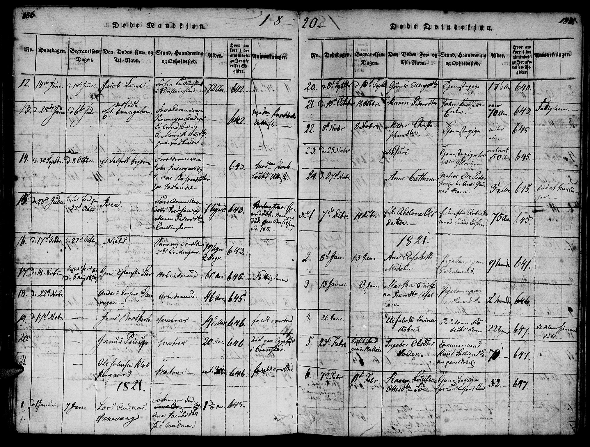 Ministerialprotokoller, klokkerbøker og fødselsregistre - Møre og Romsdal, AV/SAT-A-1454/572/L0842: Parish register (official) no. 572A05, 1819-1832, p. 186-187