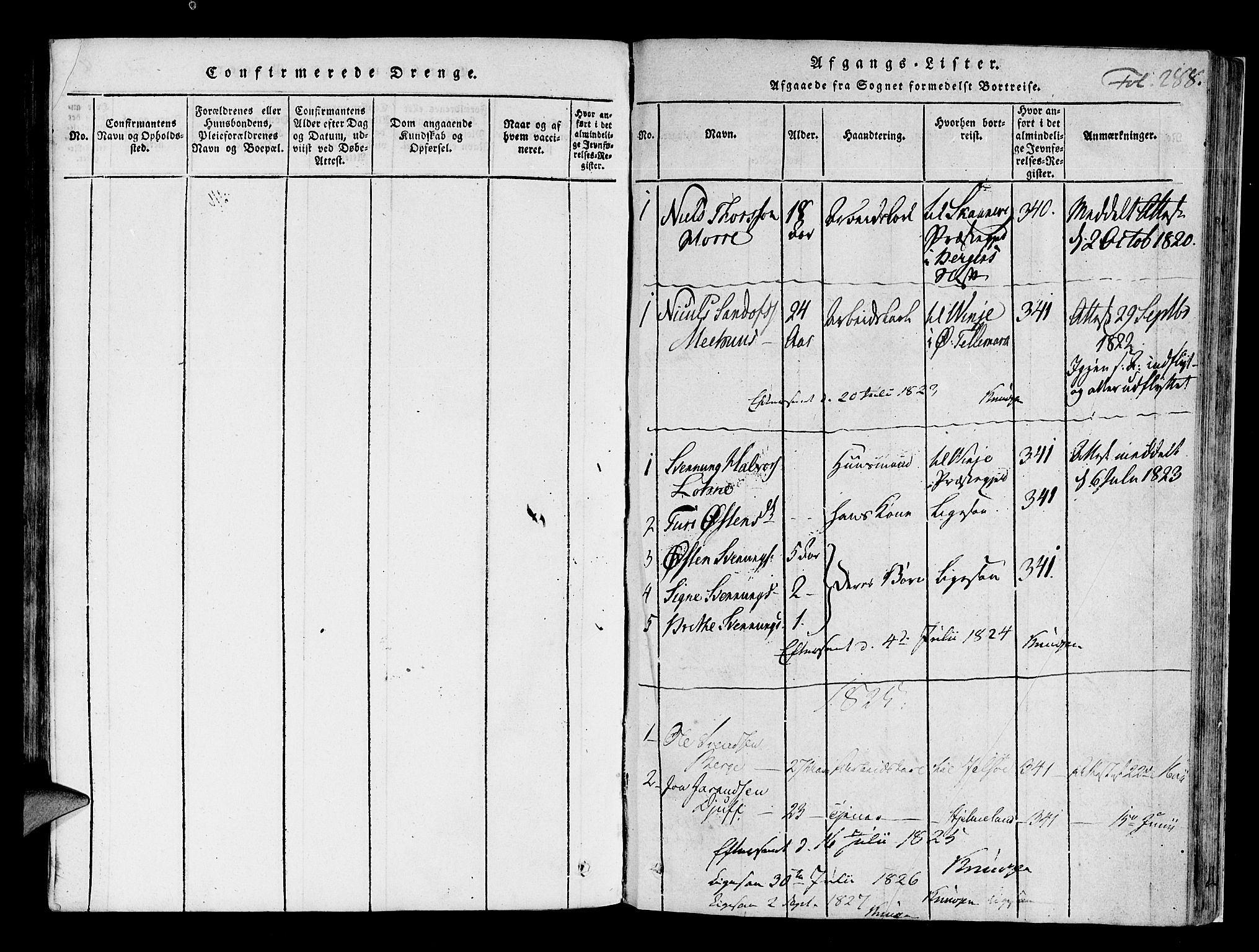 Røldal sokneprestembete, SAB/A-100247: Parish register (official) no. A 2, 1817-1856, p. 288