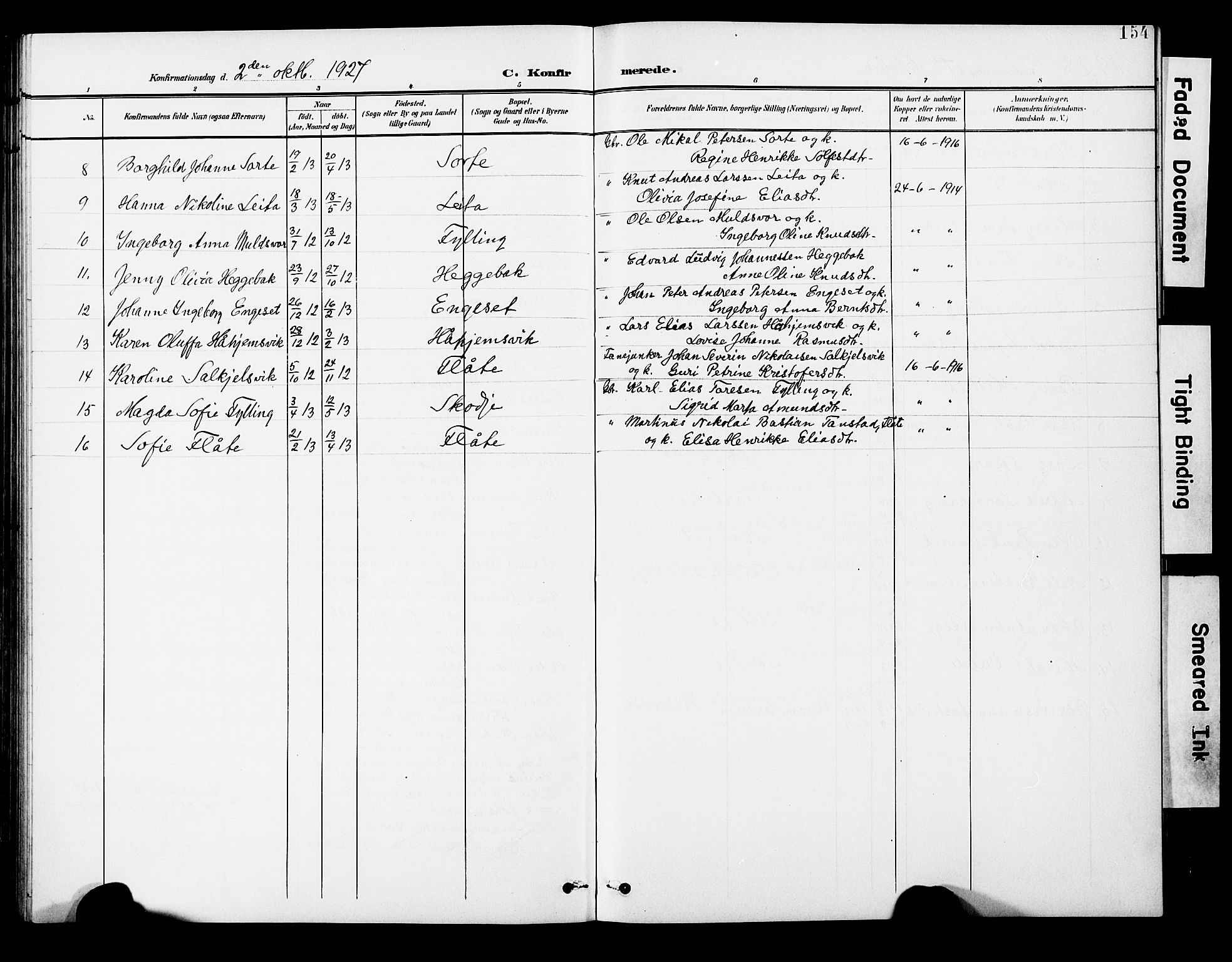 Ministerialprotokoller, klokkerbøker og fødselsregistre - Møre og Romsdal, AV/SAT-A-1454/524/L0366: Parish register (copy) no. 524C07, 1900-1931, p. 154