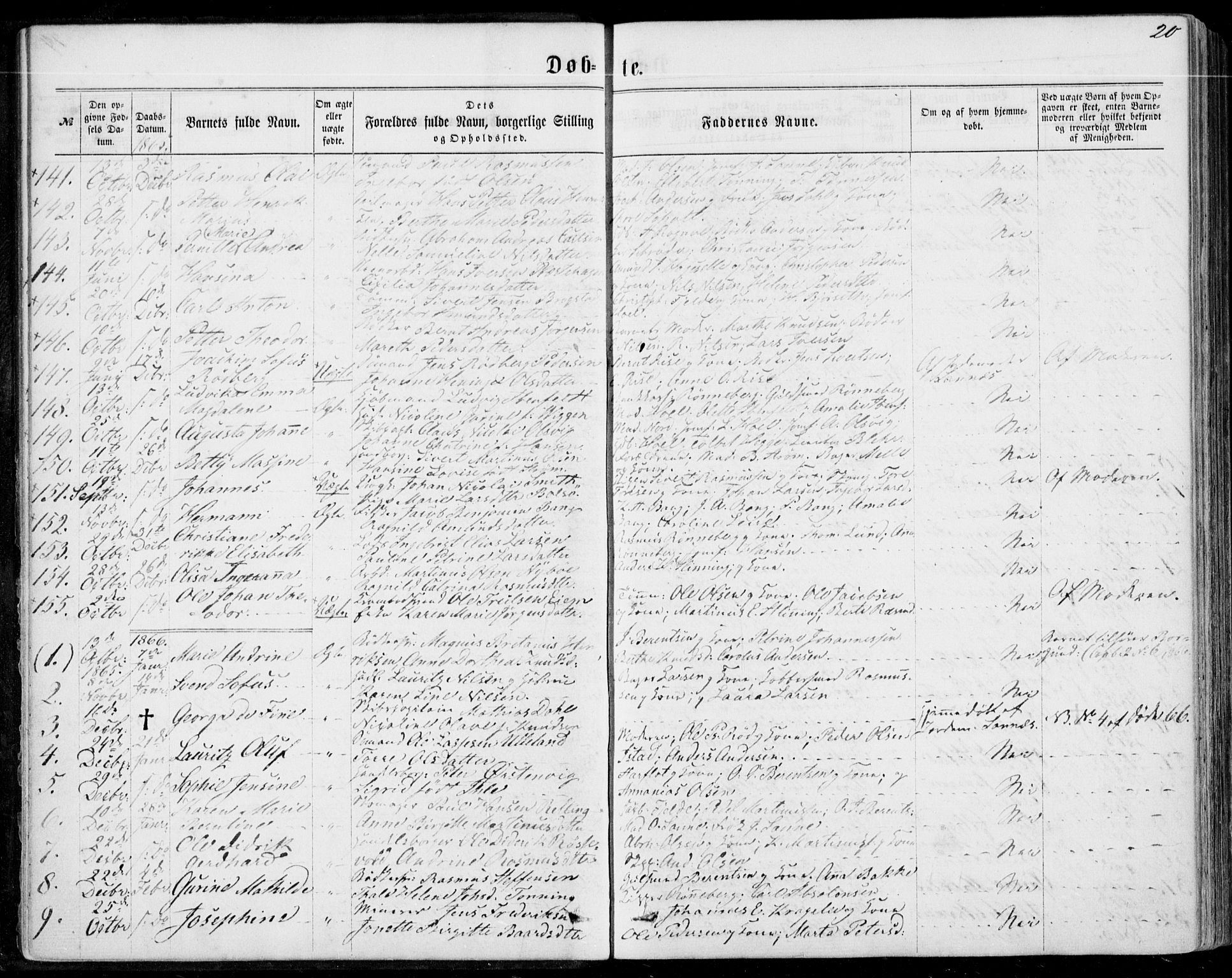 Ministerialprotokoller, klokkerbøker og fødselsregistre - Møre og Romsdal, SAT/A-1454/529/L0452: Parish register (official) no. 529A02, 1864-1871, p. 20