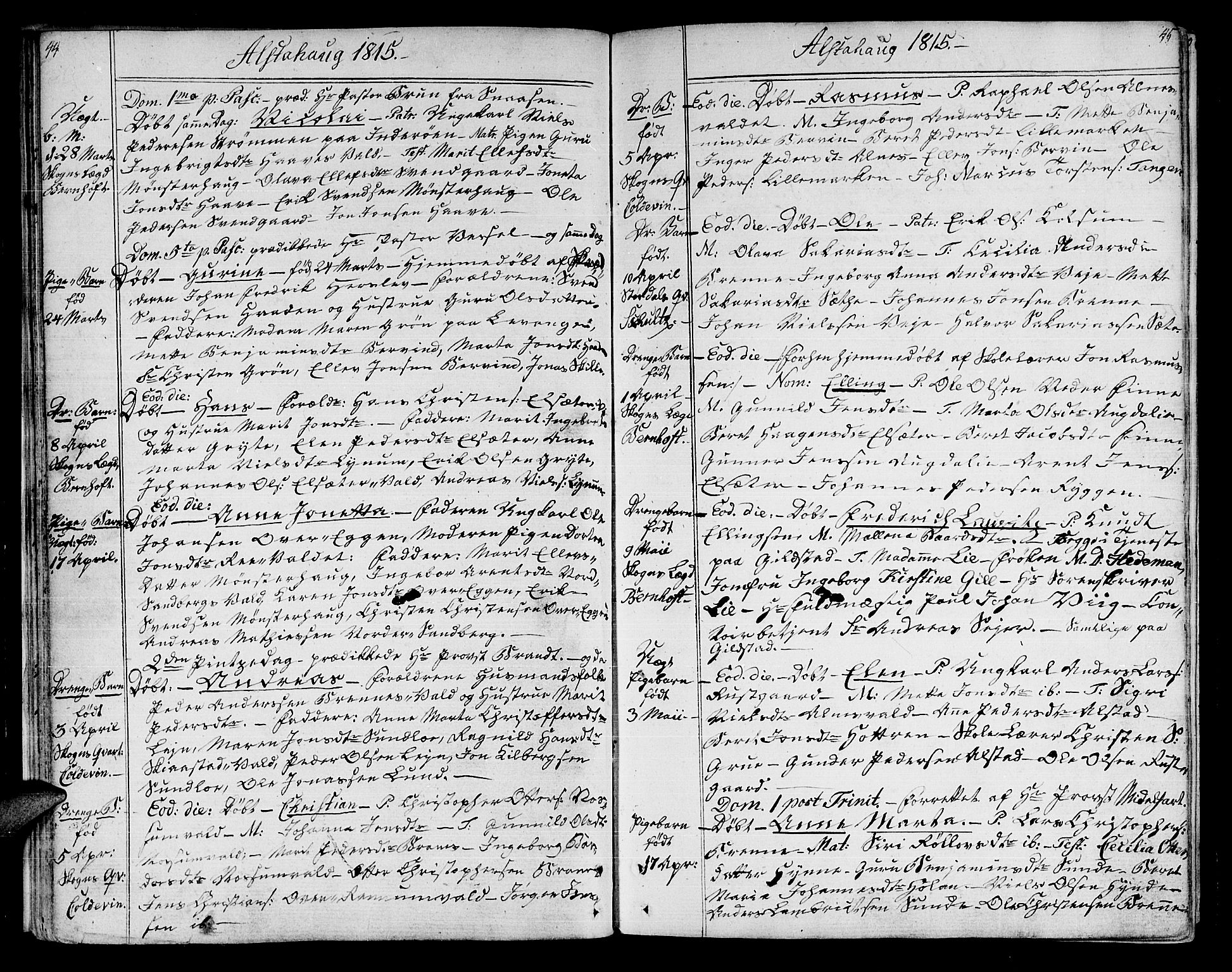 Ministerialprotokoller, klokkerbøker og fødselsregistre - Nord-Trøndelag, AV/SAT-A-1458/717/L0145: Parish register (official) no. 717A03 /1, 1810-1815, p. 44-45