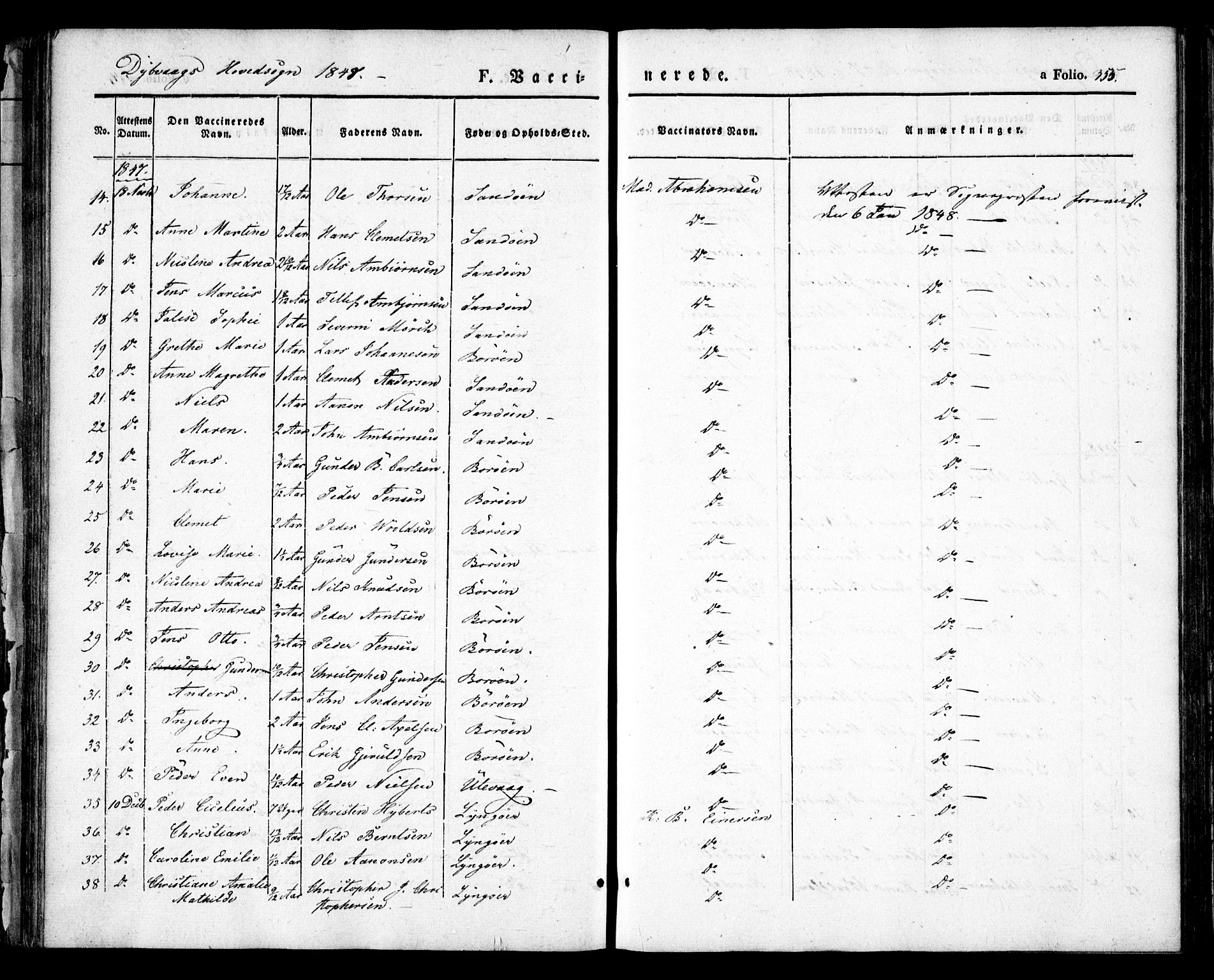 Dypvåg sokneprestkontor, AV/SAK-1111-0007/F/Fa/Faa/L0005: Parish register (official) no. A 5, 1841-1854, p. 355