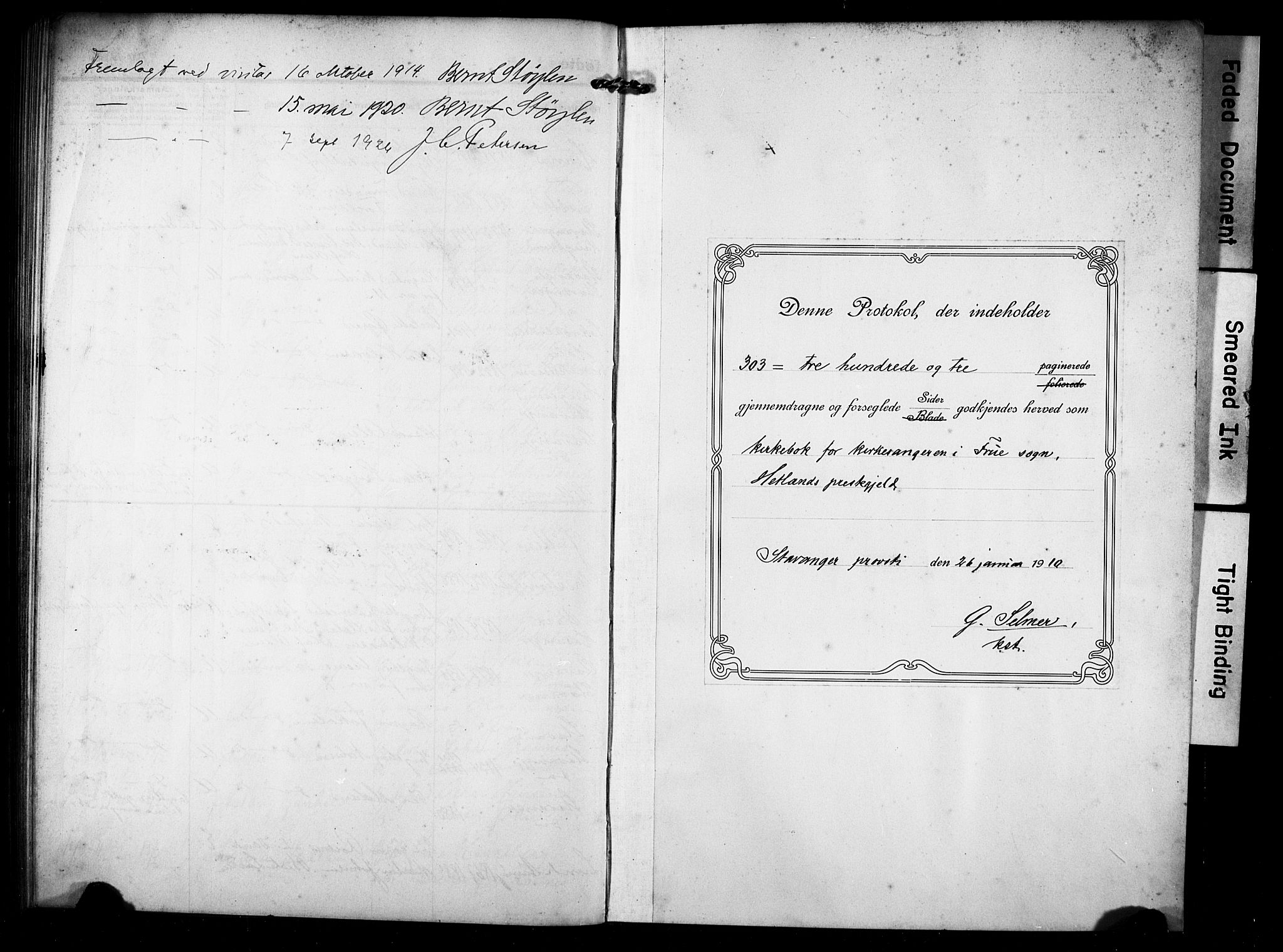 Hetland sokneprestkontor, SAST/A-101826/30/30BB/L0008: Parish register (copy) no. B 8, 1910-1921