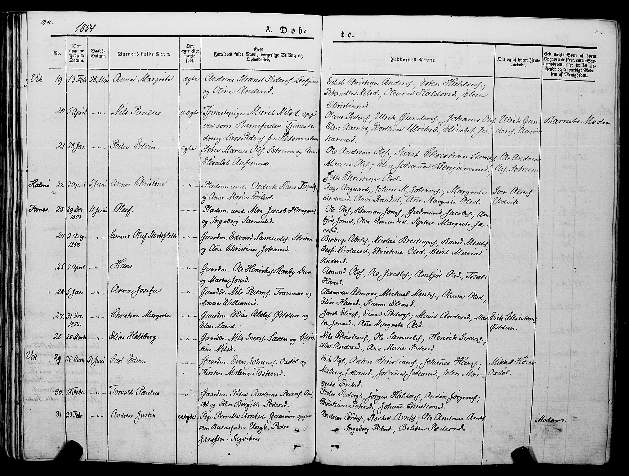 Ministerialprotokoller, klokkerbøker og fødselsregistre - Nord-Trøndelag, SAT/A-1458/773/L0614: Parish register (official) no. 773A05, 1831-1856, p. 94