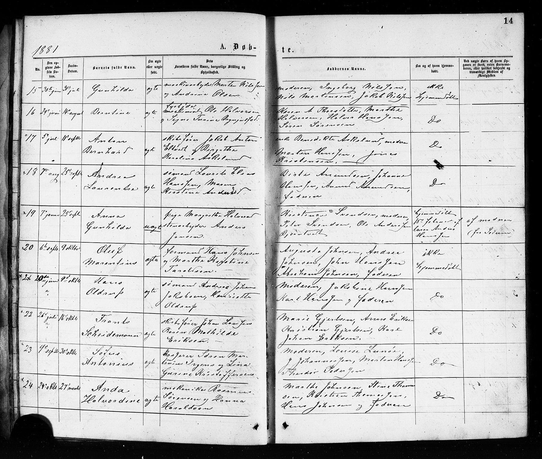 Porsgrunn kirkebøker , SAKO/A-104/G/Ga/L0003: Parish register (copy) no. I 3, 1877-1915, p. 14