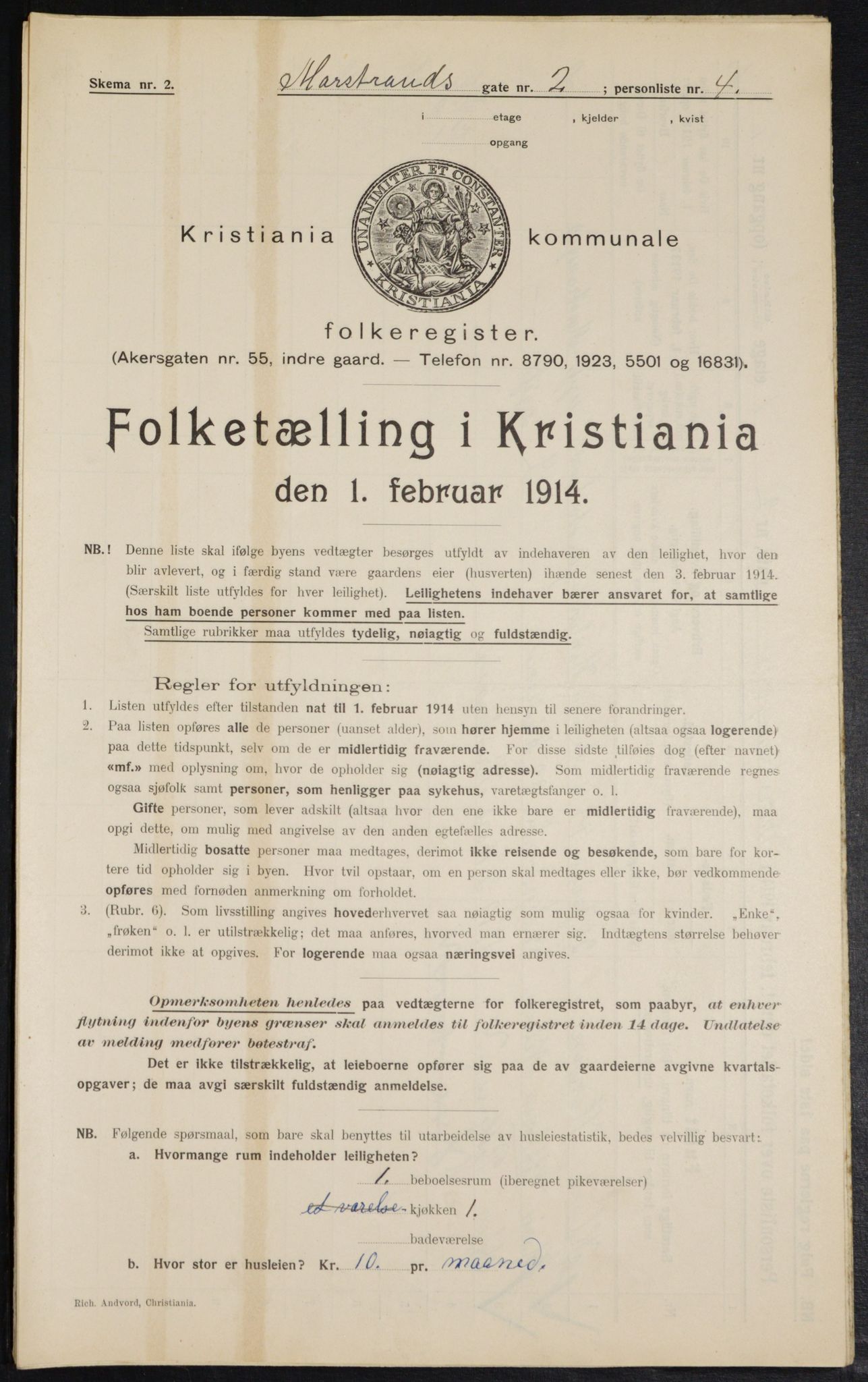 OBA, Municipal Census 1914 for Kristiania, 1914, p. 64649