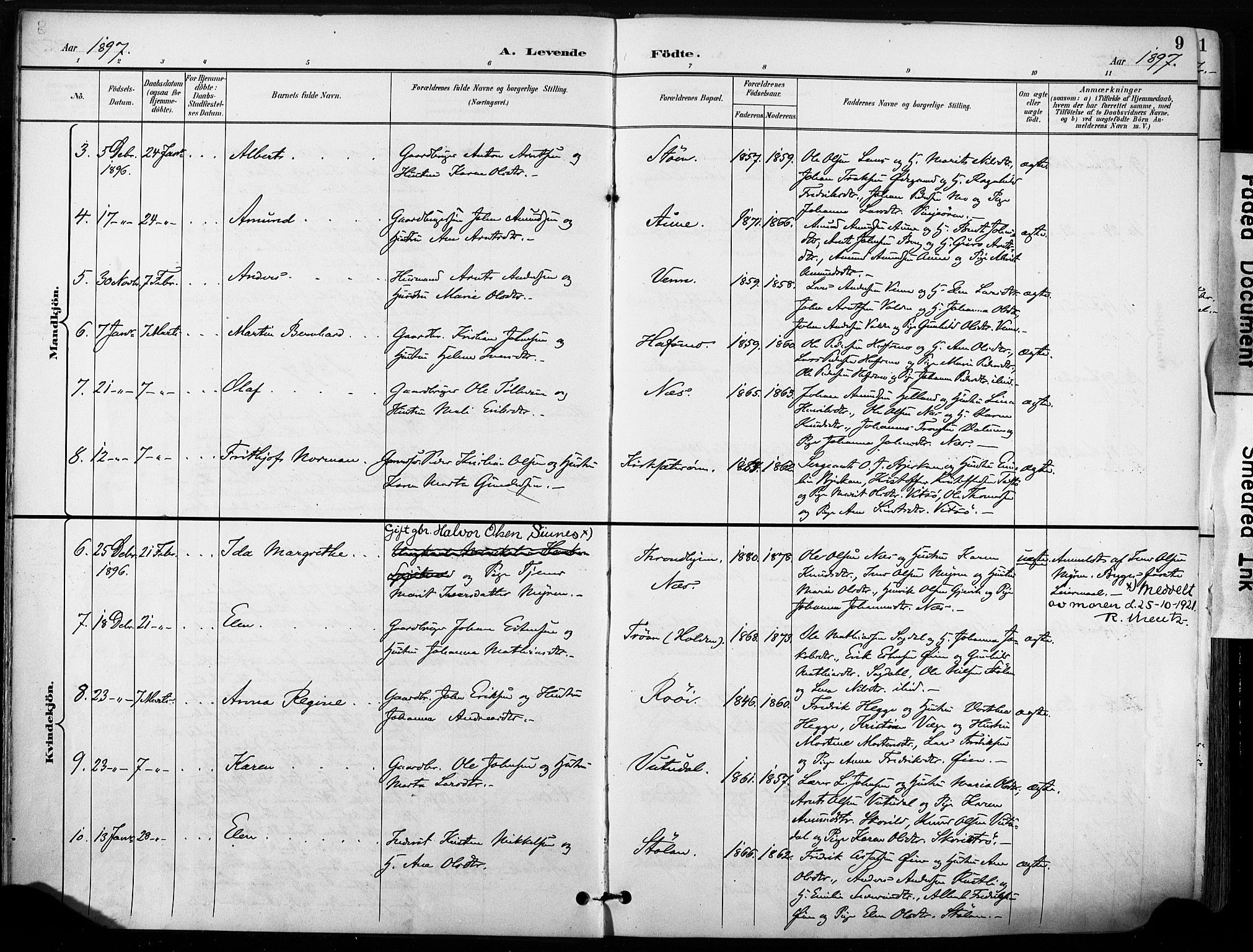 Ministerialprotokoller, klokkerbøker og fødselsregistre - Sør-Trøndelag, SAT/A-1456/630/L0497: Parish register (official) no. 630A10, 1896-1910, p. 9