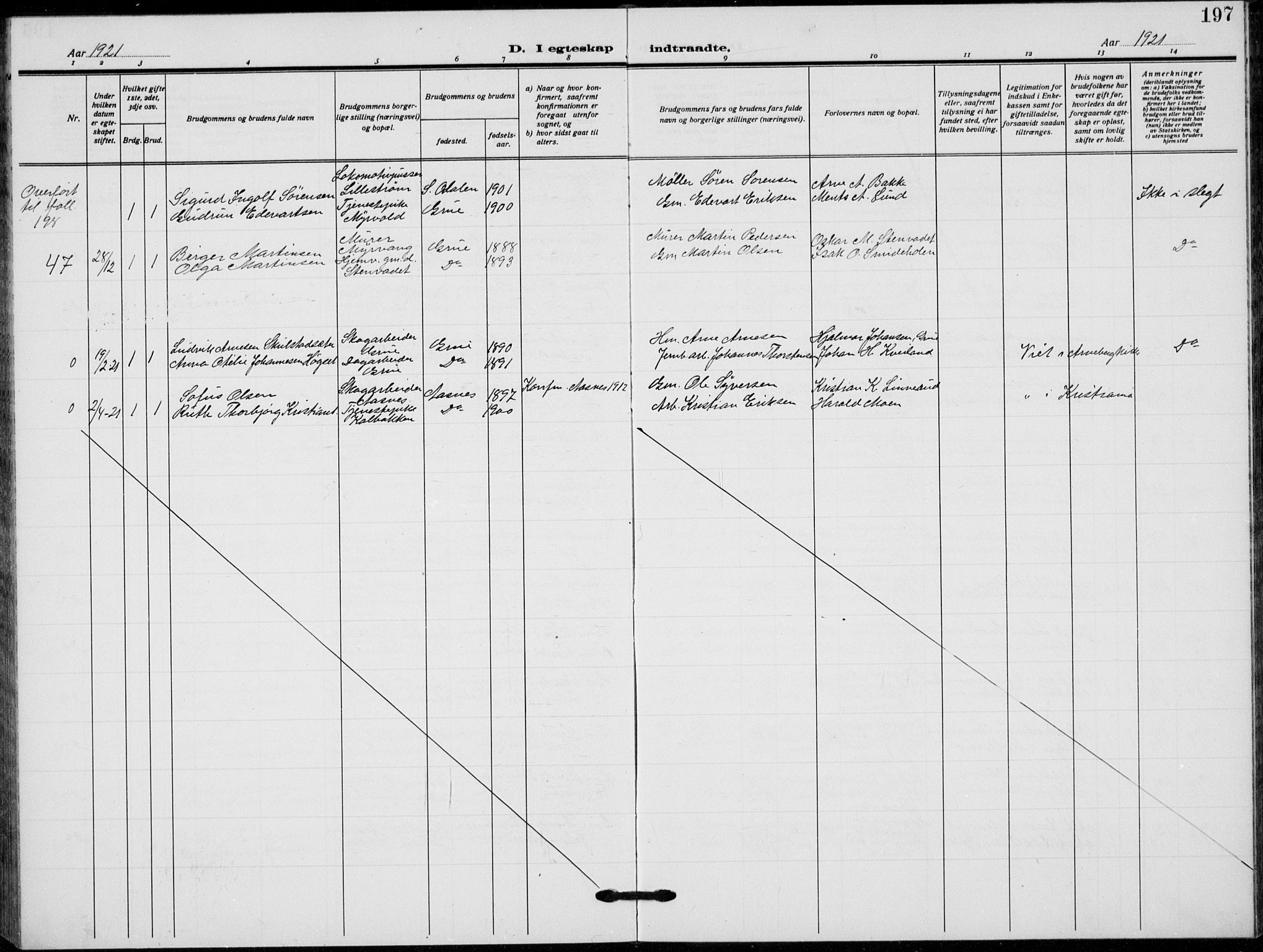 Grue prestekontor, SAH/PREST-036/H/Ha/Hab/L0008: Parish register (copy) no. 8, 1921-1934, p. 197