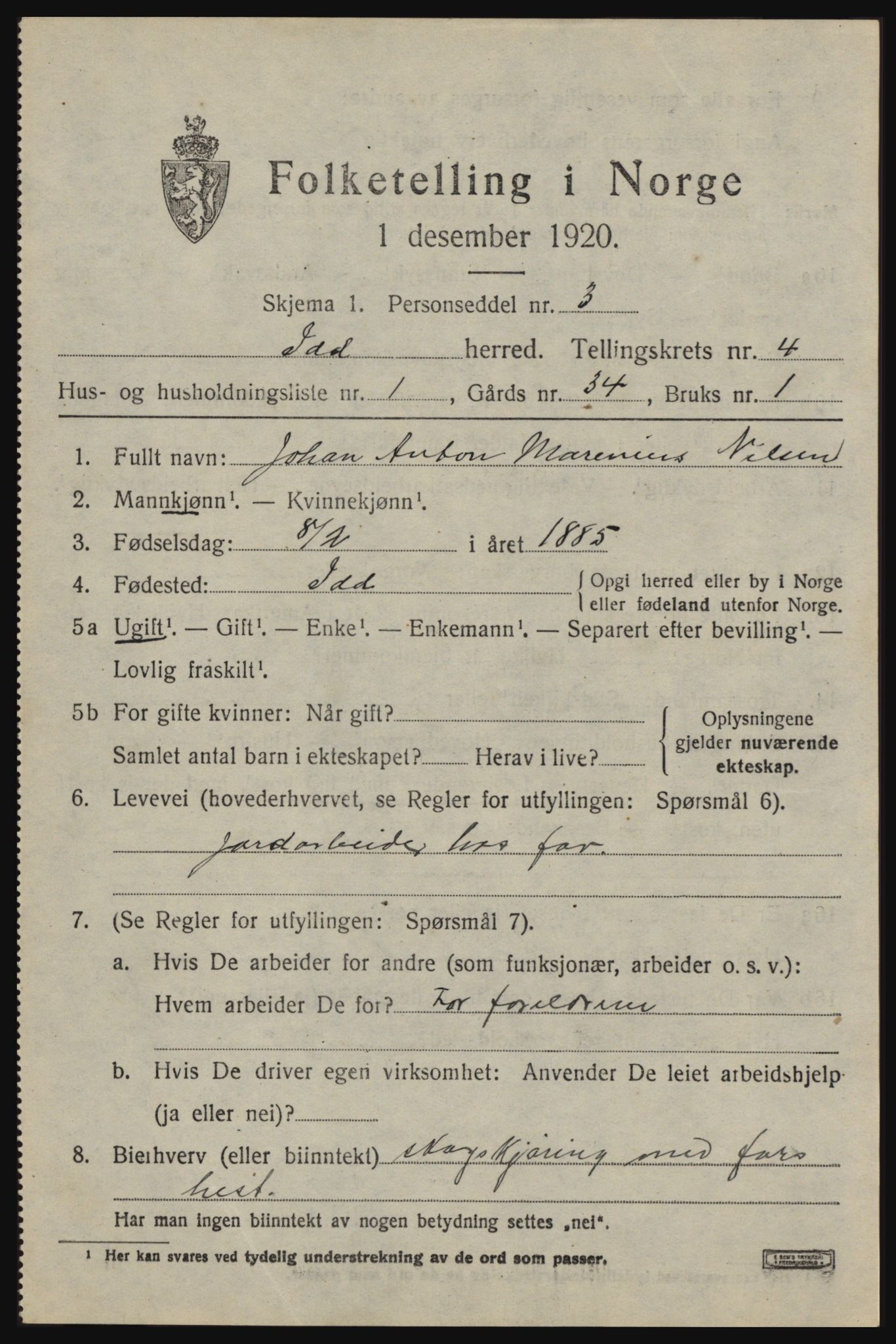 SAO, 1920 census for Idd, 1920, p. 5626