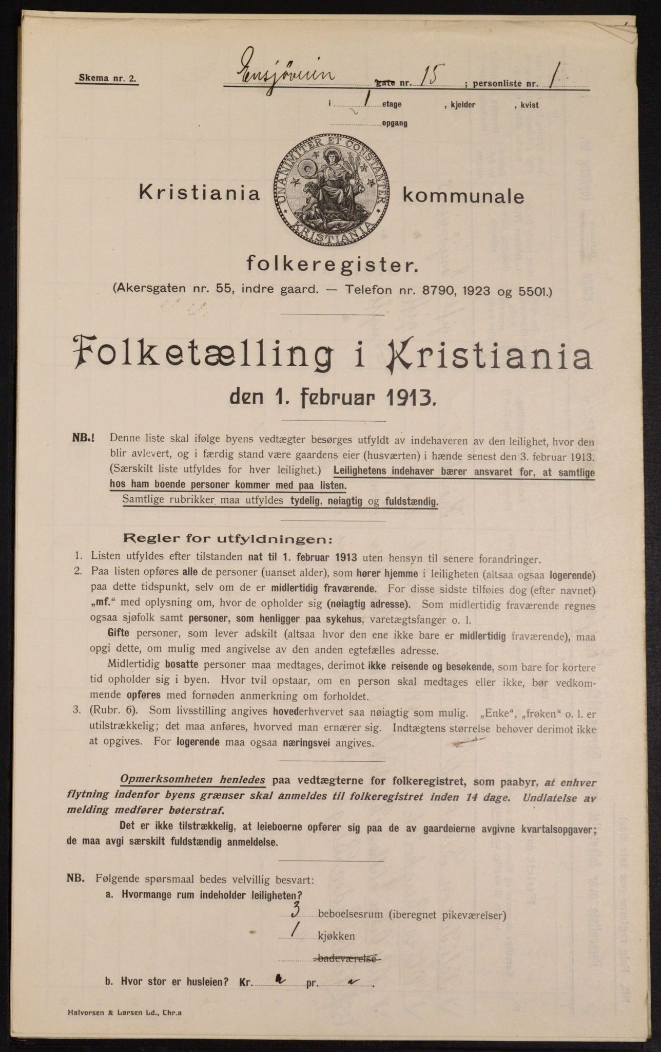 OBA, Municipal Census 1913 for Kristiania, 1913, p. 22054