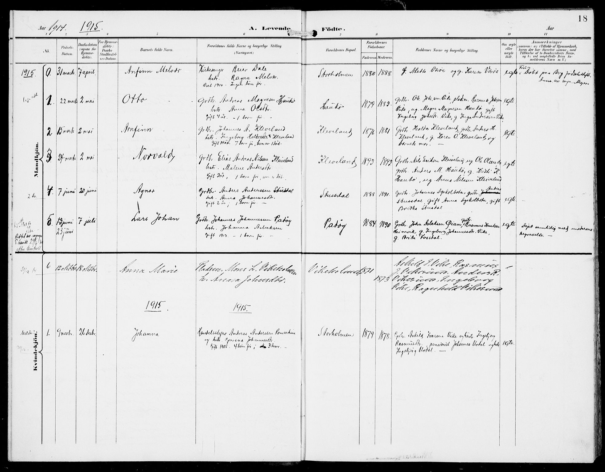 Hosanger sokneprestembete, AV/SAB-A-75801/H/Haa: Parish register (official) no. D  1, 1896-1922, p. 18