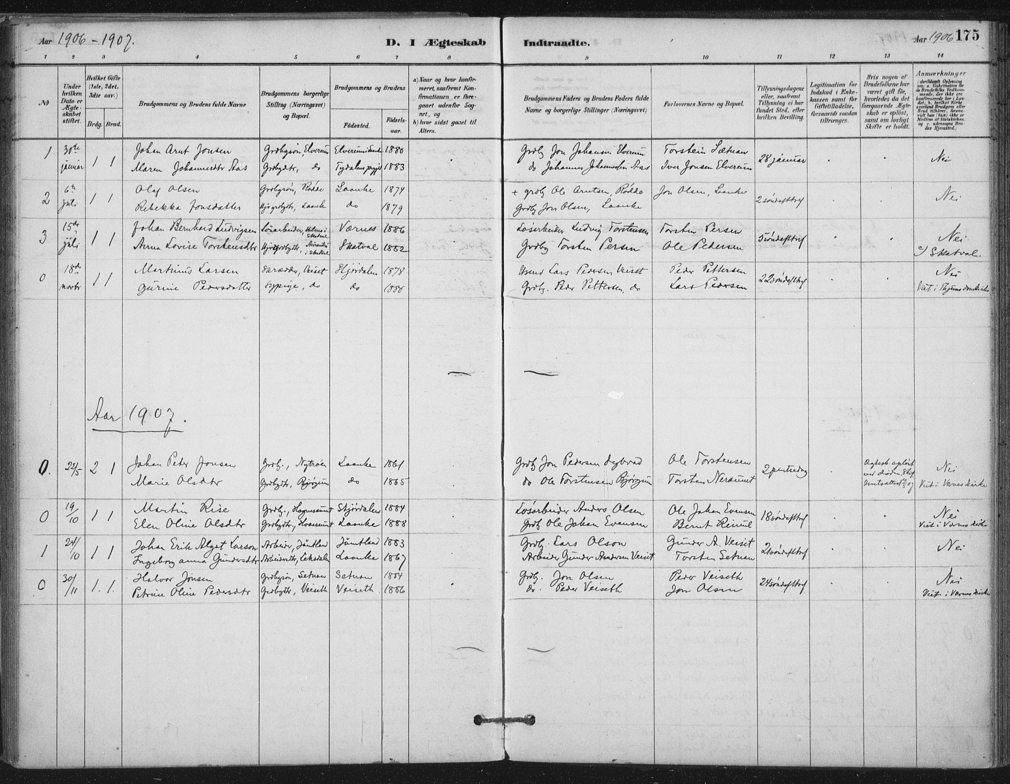 Ministerialprotokoller, klokkerbøker og fødselsregistre - Nord-Trøndelag, SAT/A-1458/710/L0095: Parish register (official) no. 710A01, 1880-1914, p. 175