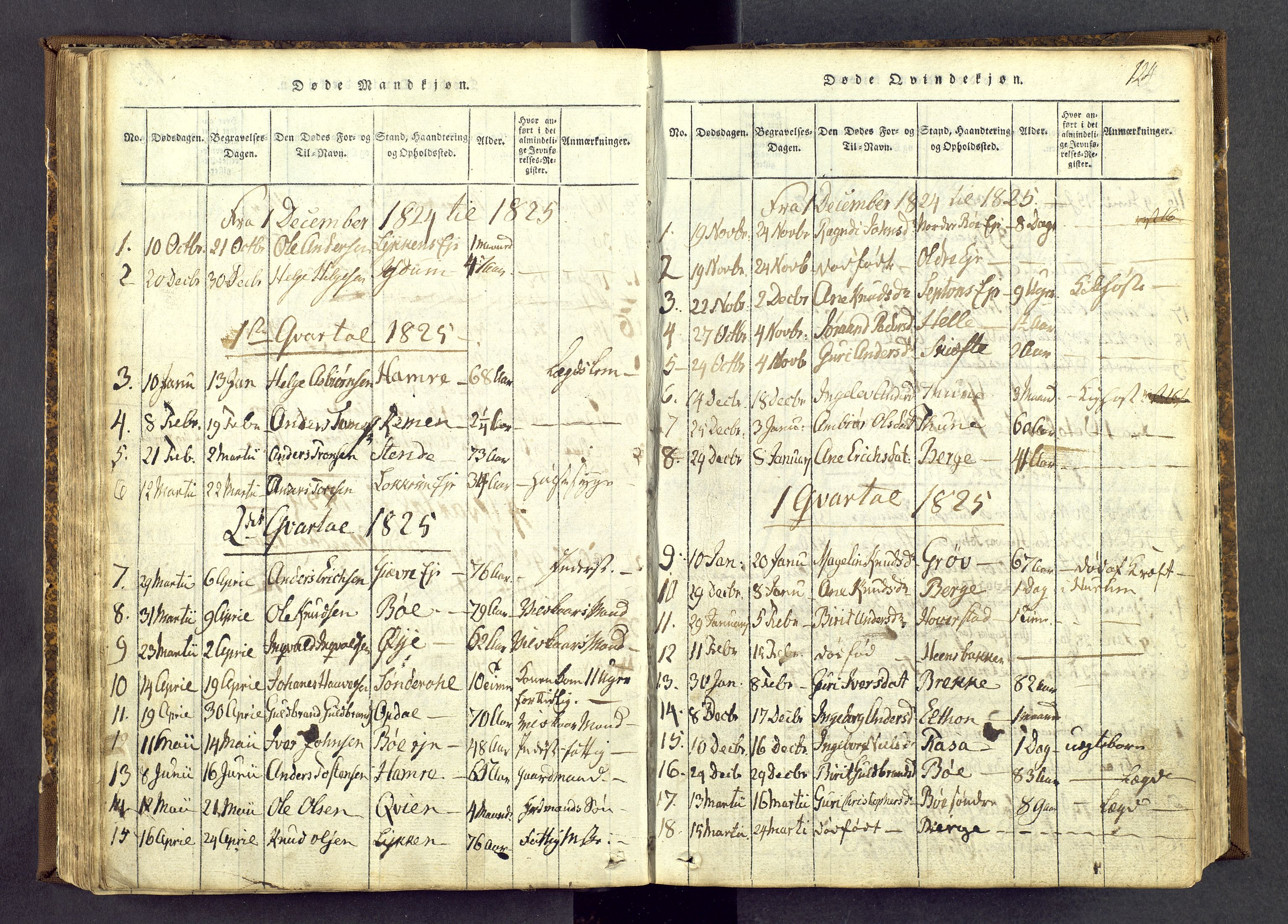 Vang prestekontor, Valdres, SAH/PREST-140/H/Ha/L0004: Parish register (official) no. 4, 1814-1831, p. 124
