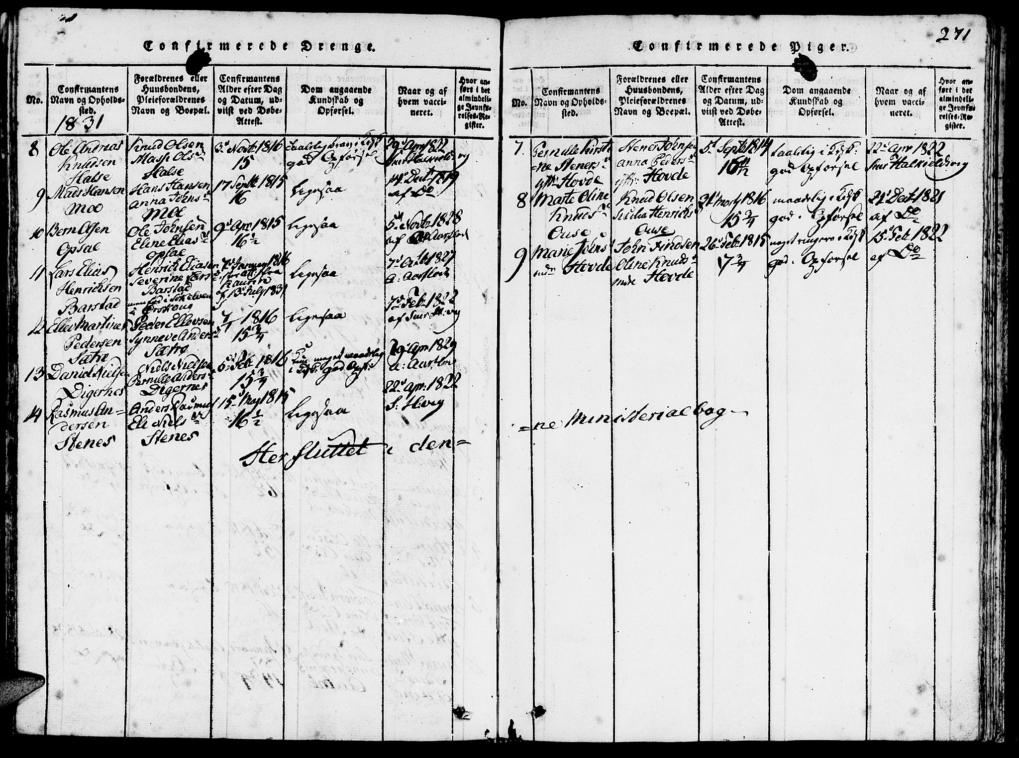 Ministerialprotokoller, klokkerbøker og fødselsregistre - Møre og Romsdal, AV/SAT-A-1454/511/L0138: Parish register (official) no. 511A05, 1817-1832, p. 271