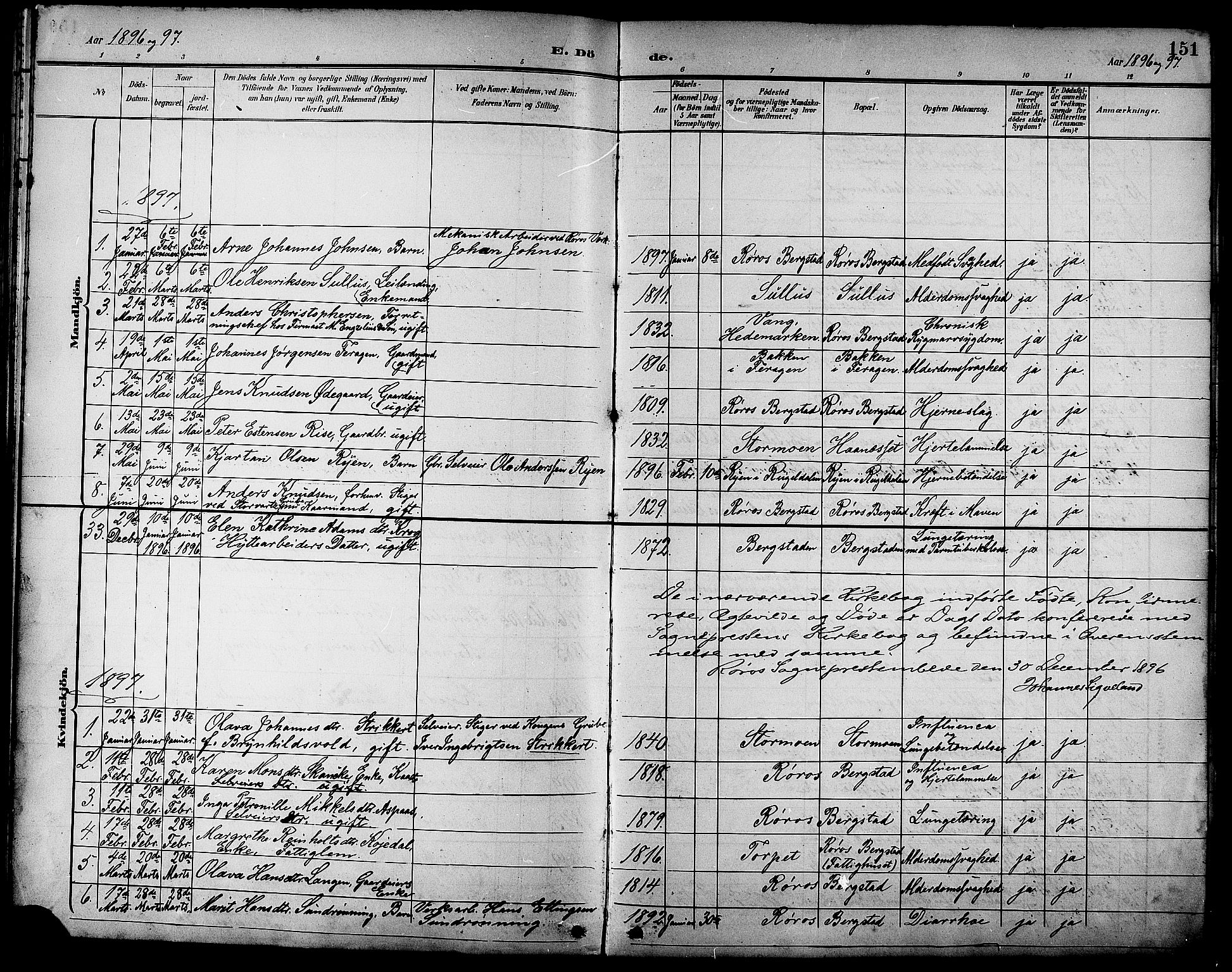 Ministerialprotokoller, klokkerbøker og fødselsregistre - Sør-Trøndelag, SAT/A-1456/681/L0941: Parish register (copy) no. 681C05, 1896-1905, p. 151