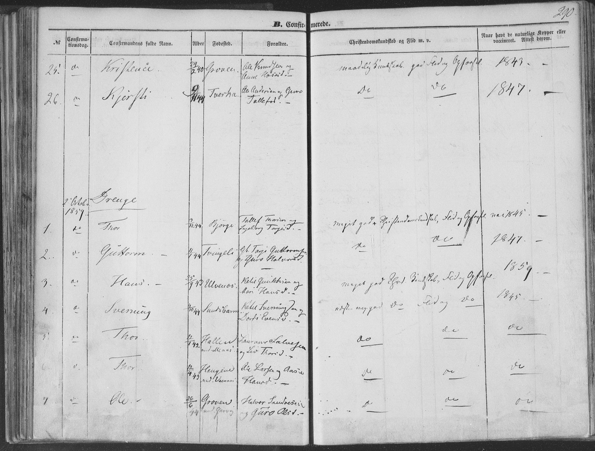 Seljord kirkebøker, AV/SAKO-A-20/F/Fa/L012b: Parish register (official) no. I 12B, 1850-1865, p. 290