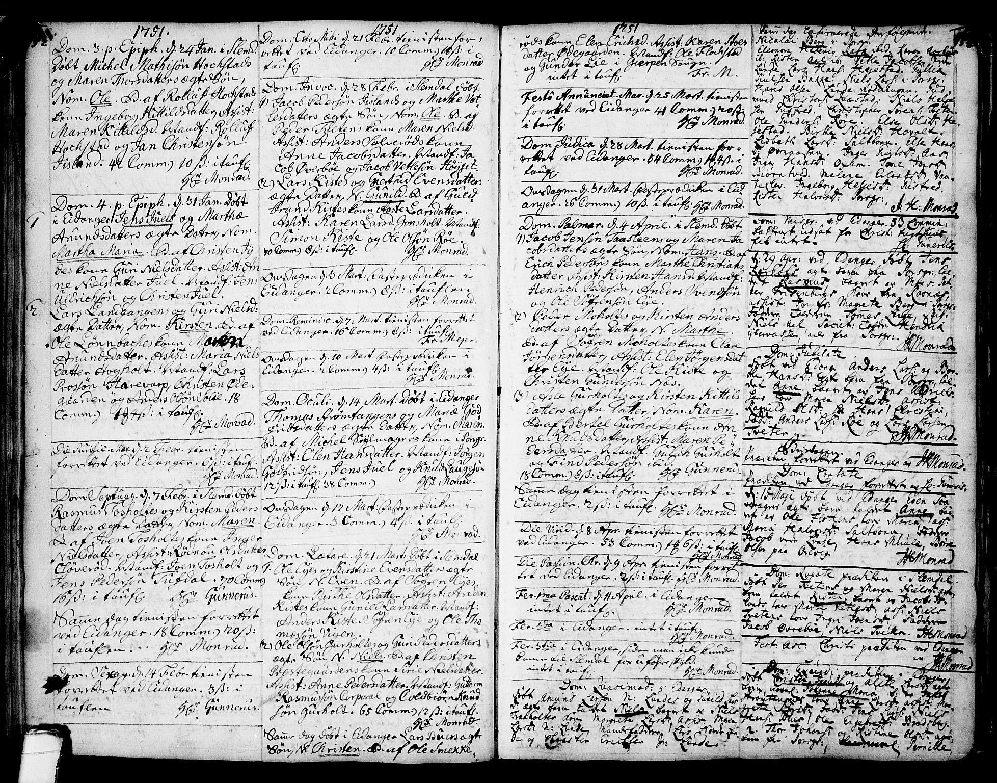 Eidanger kirkebøker, SAKO/A-261/F/Fa/L0004: Parish register (official) no. 4, 1733-1759, p. 152-153