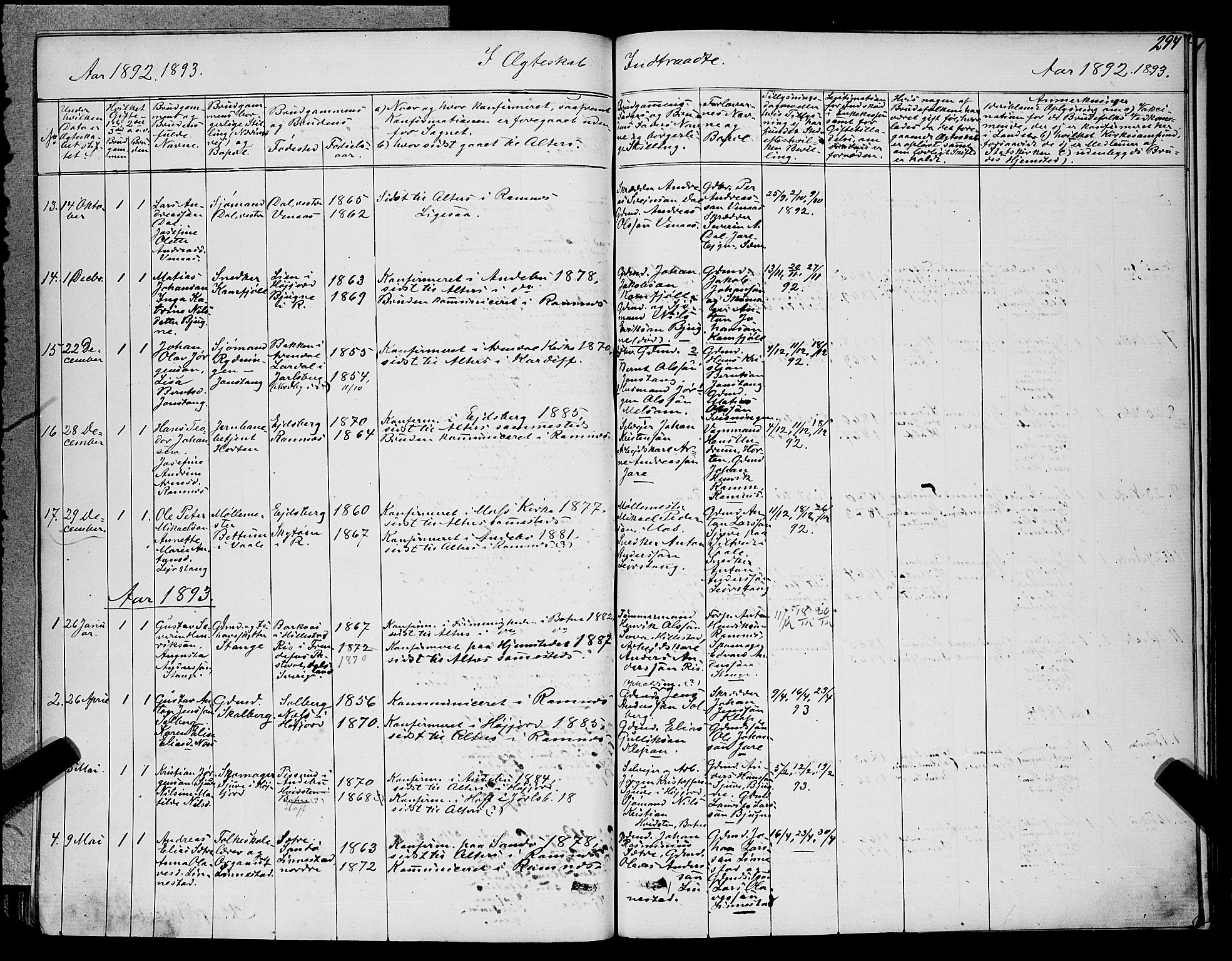 Ramnes kirkebøker, SAKO/A-314/G/Ga/L0003: Parish register (copy) no. I 3, 1870-1896, p. 294