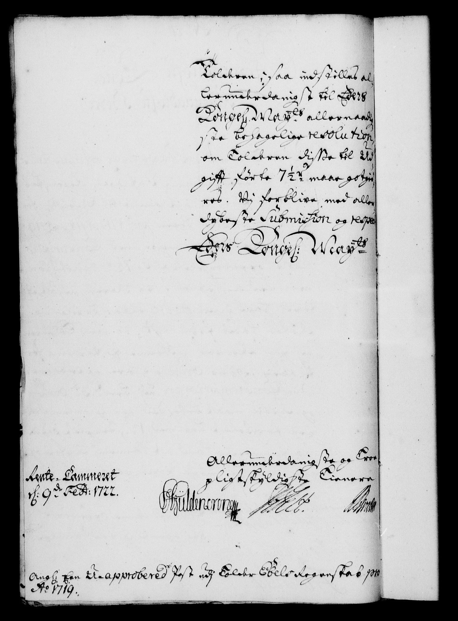 Rentekammeret, Kammerkanselliet, RA/EA-3111/G/Gf/Gfa/L0005: Norsk relasjons- og resolusjonsprotokoll (merket RK 52.5), 1722, p. 103