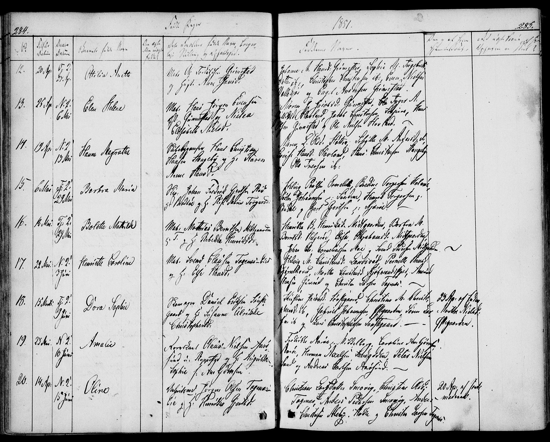 Nøtterøy kirkebøker, SAKO/A-354/F/Fa/L0005: Parish register (official) no. I 5, 1839-1852, p. 284-285
