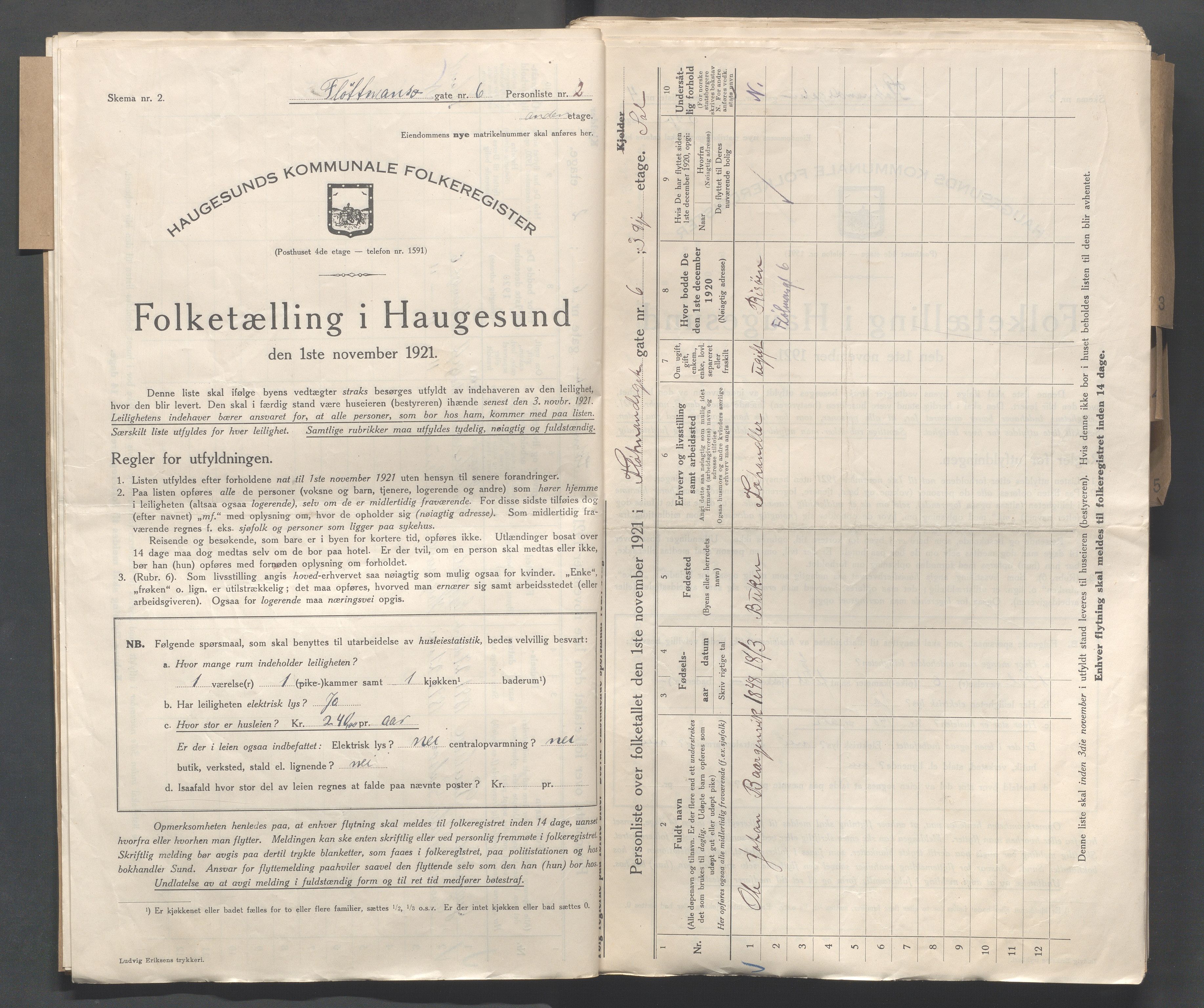 IKAR, Local census 1.11.1921 for Haugesund, 1921, p. 6659