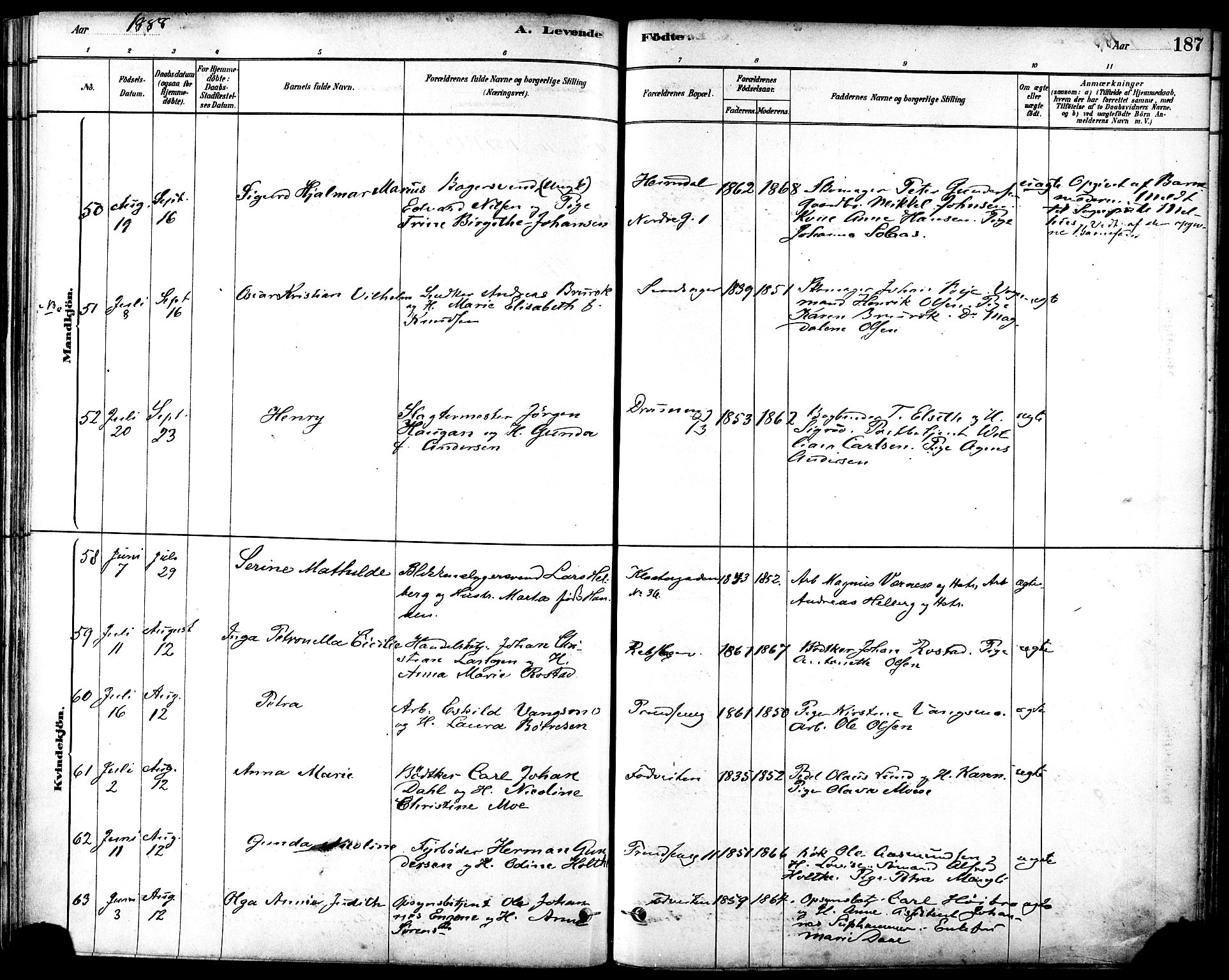 Ministerialprotokoller, klokkerbøker og fødselsregistre - Sør-Trøndelag, SAT/A-1456/601/L0057: Parish register (official) no. 601A25, 1877-1891, p. 187