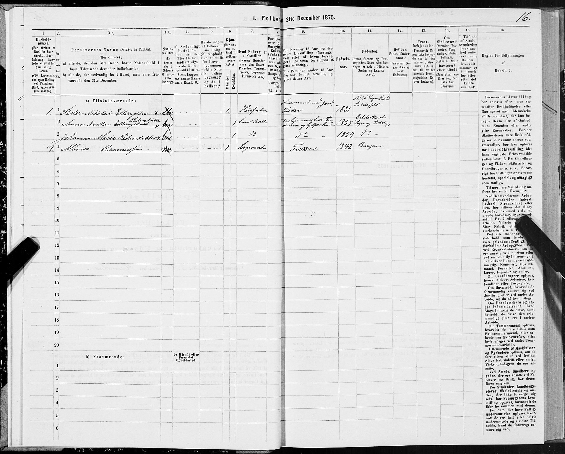 SAT, 1875 census for 1838P Gildeskål, 1875, p. 1016
