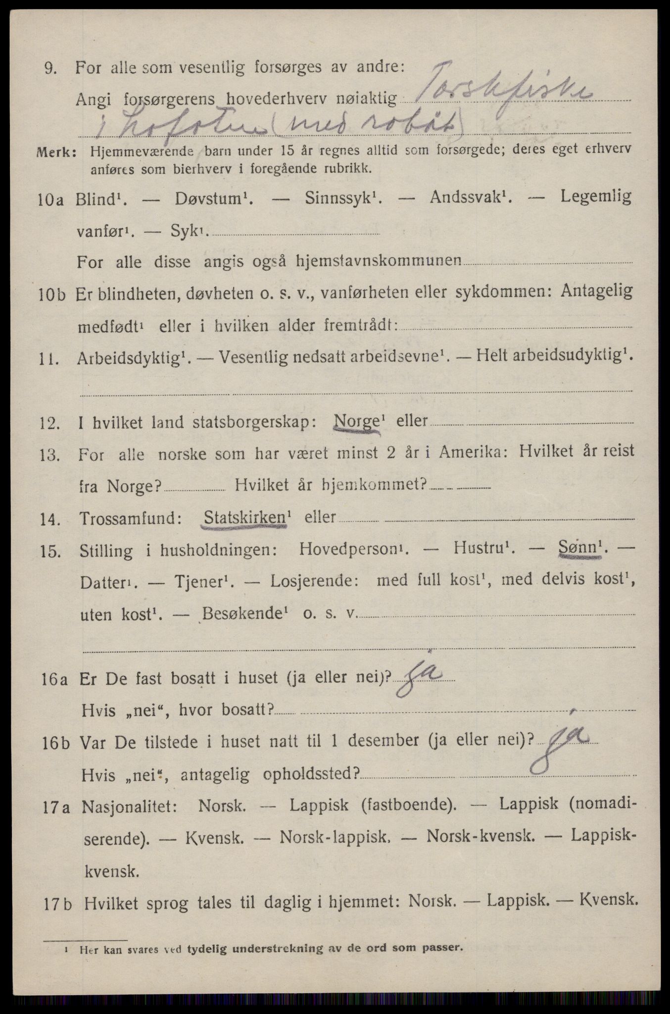 SAT, 1920 census for Flakstad, 1920, p. 1208