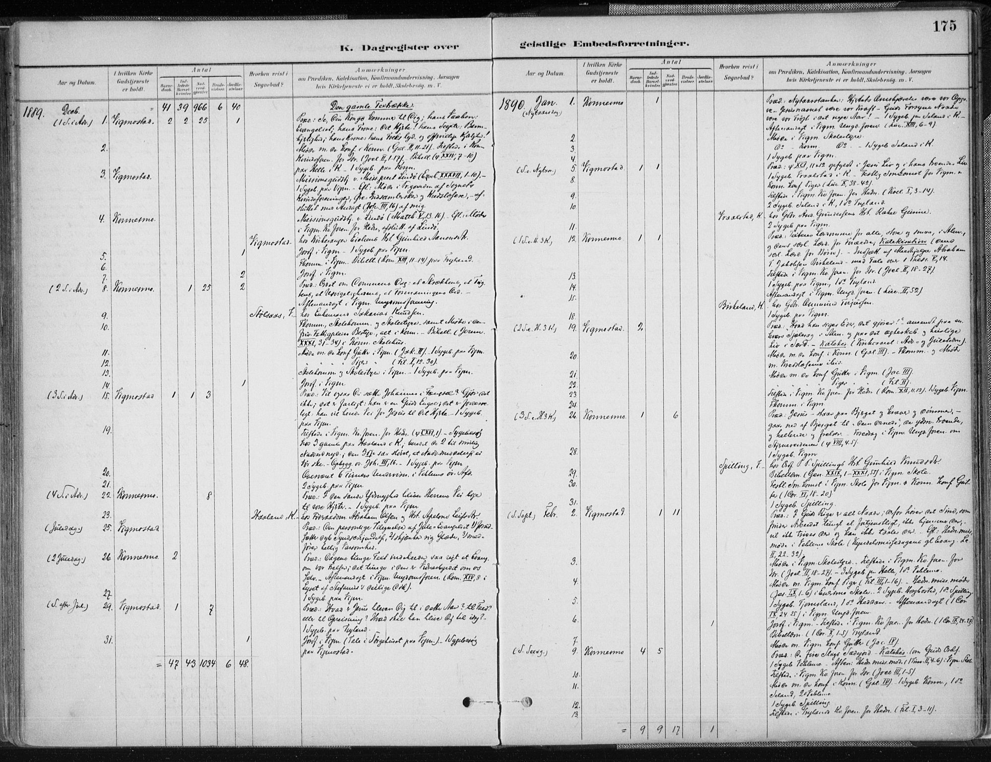 Nord-Audnedal sokneprestkontor, AV/SAK-1111-0032/F/Fa/Fab/L0003: Parish register (official) no. A 3, 1882-1900, p. 175