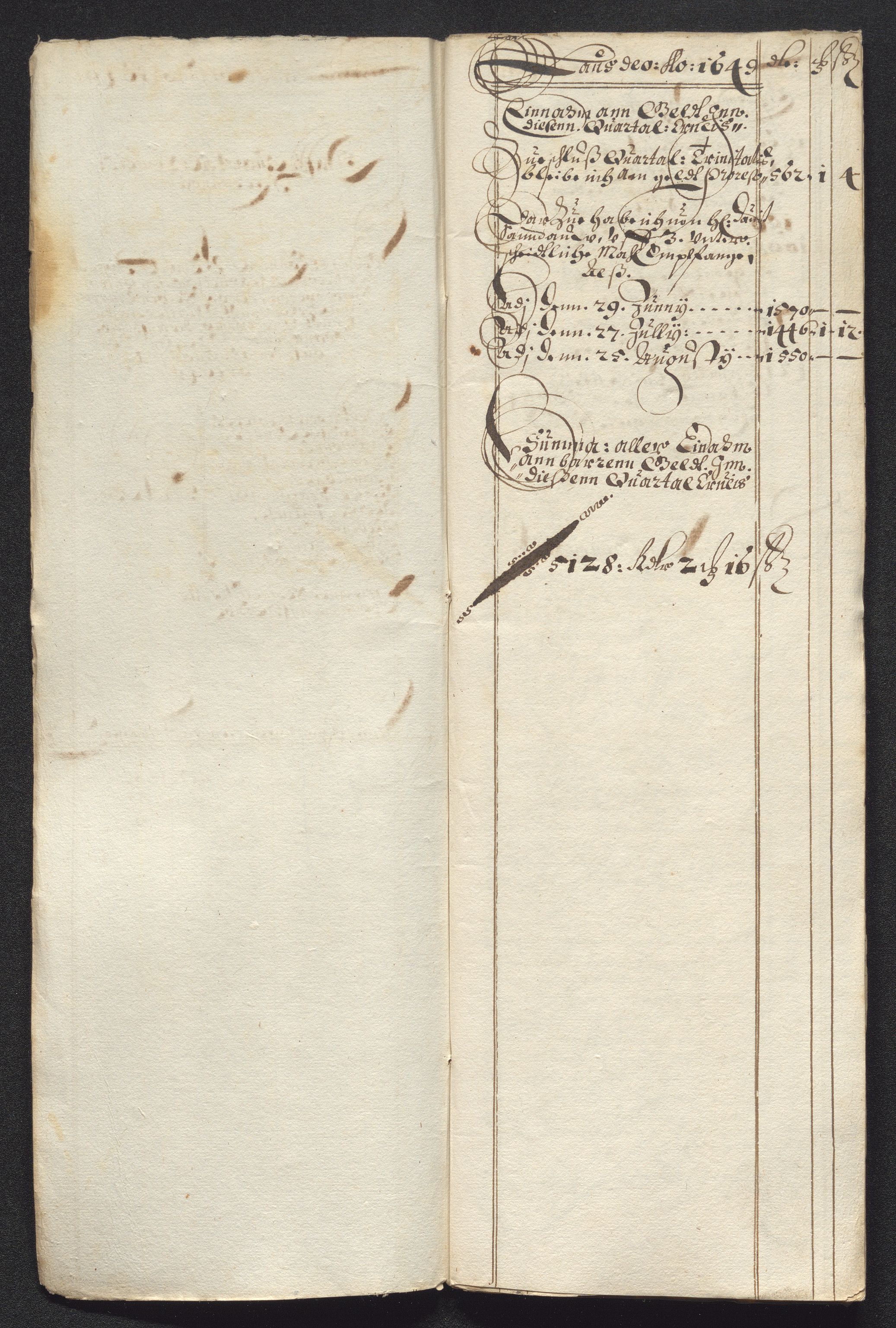 Kongsberg Sølvverk 1623-1816, SAKO/EA-3135/001/D/Dc/Dcd/L0023: Utgiftsregnskap for gruver m.m., 1649, p. 255