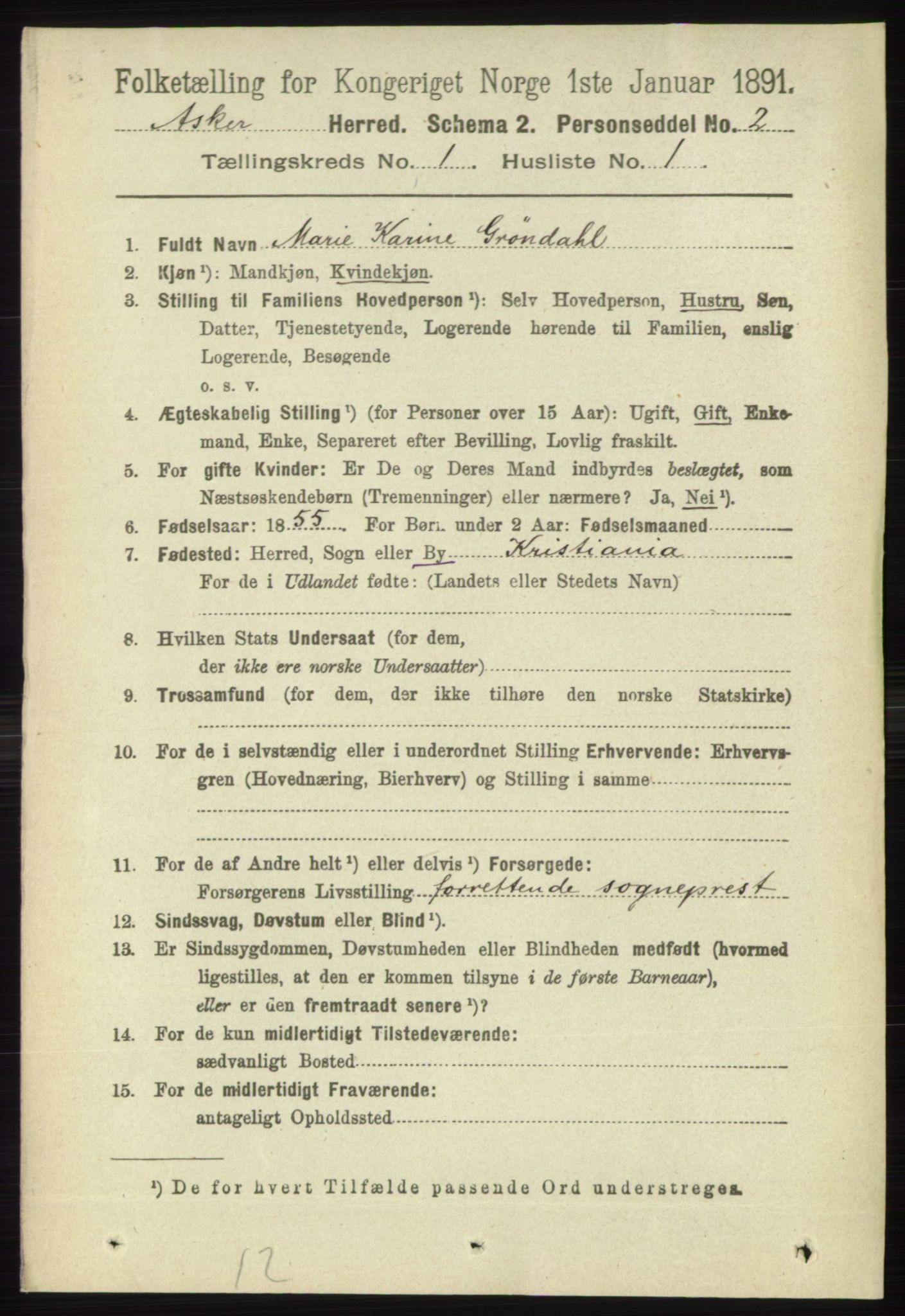 RA, 1891 census for 0220 Asker, 1891, p. 119