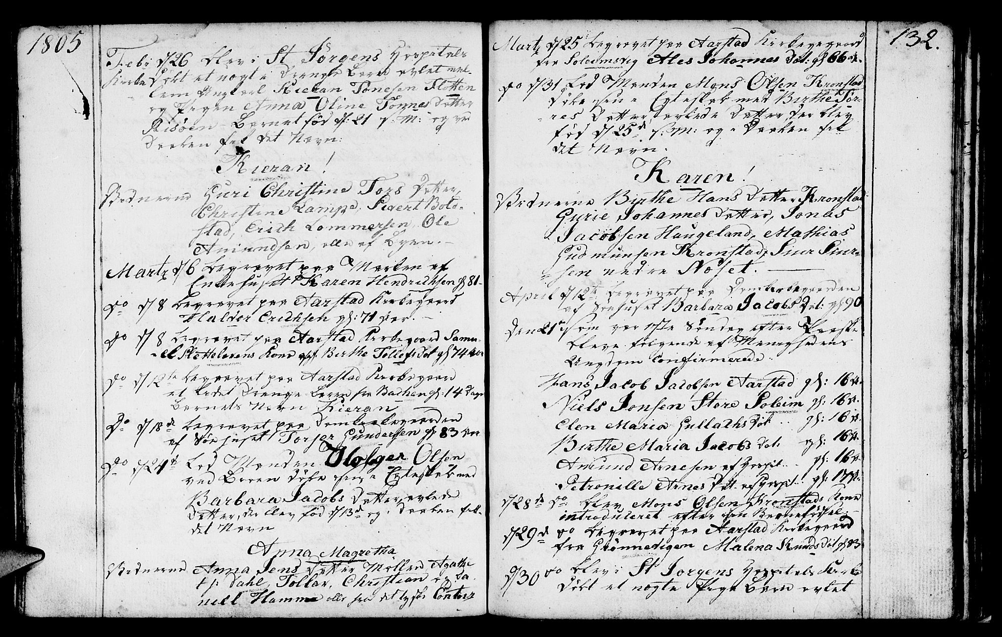 St. Jørgens hospital og Årstad sokneprestembete, AV/SAB-A-99934: Parish register (official) no. A 2, 1766-1814, p. 132