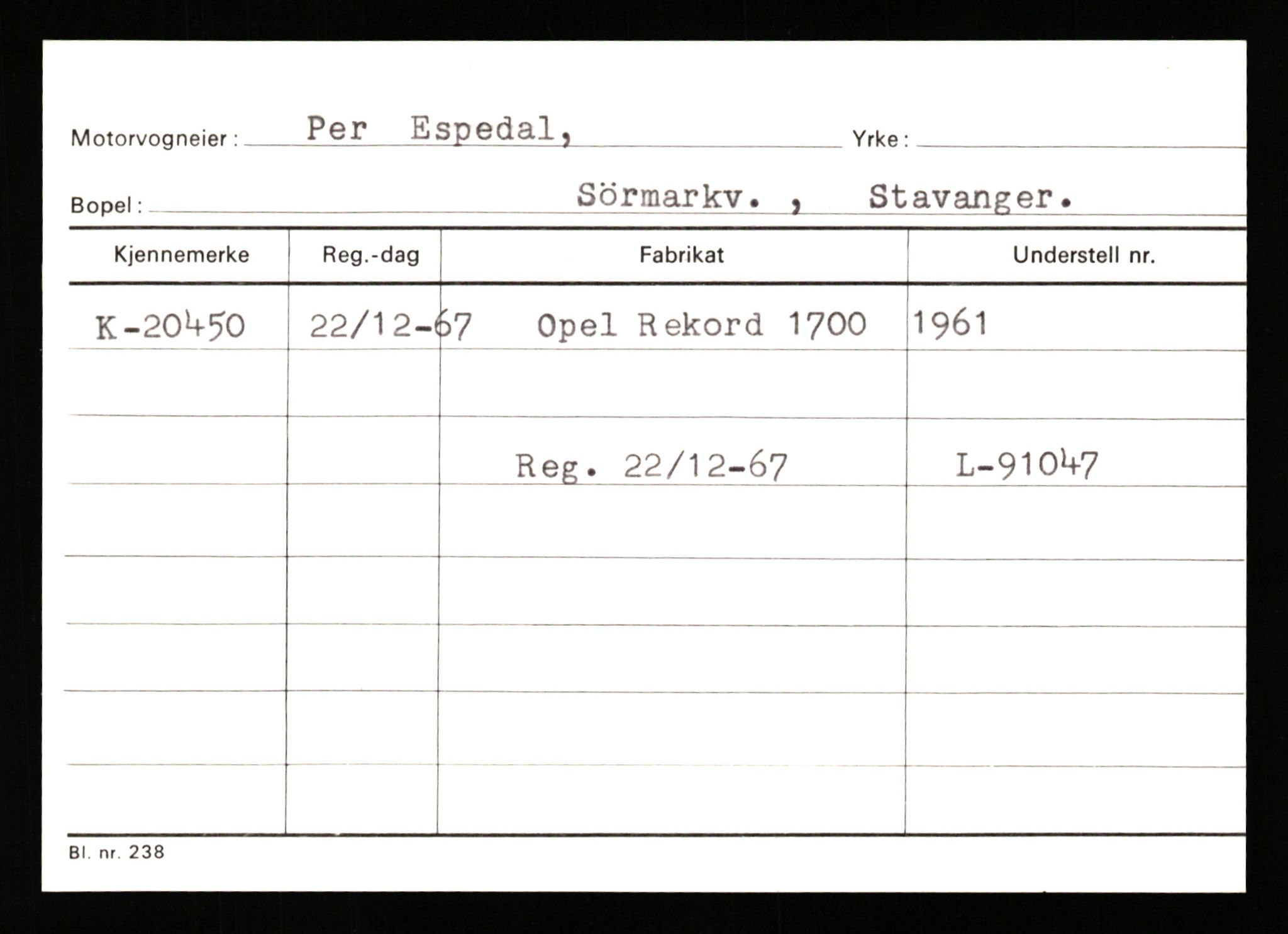 Stavanger trafikkstasjon, SAST/A-101942/0/G/L0004: Registreringsnummer: 15497 - 22957, 1930-1971, p. 2230