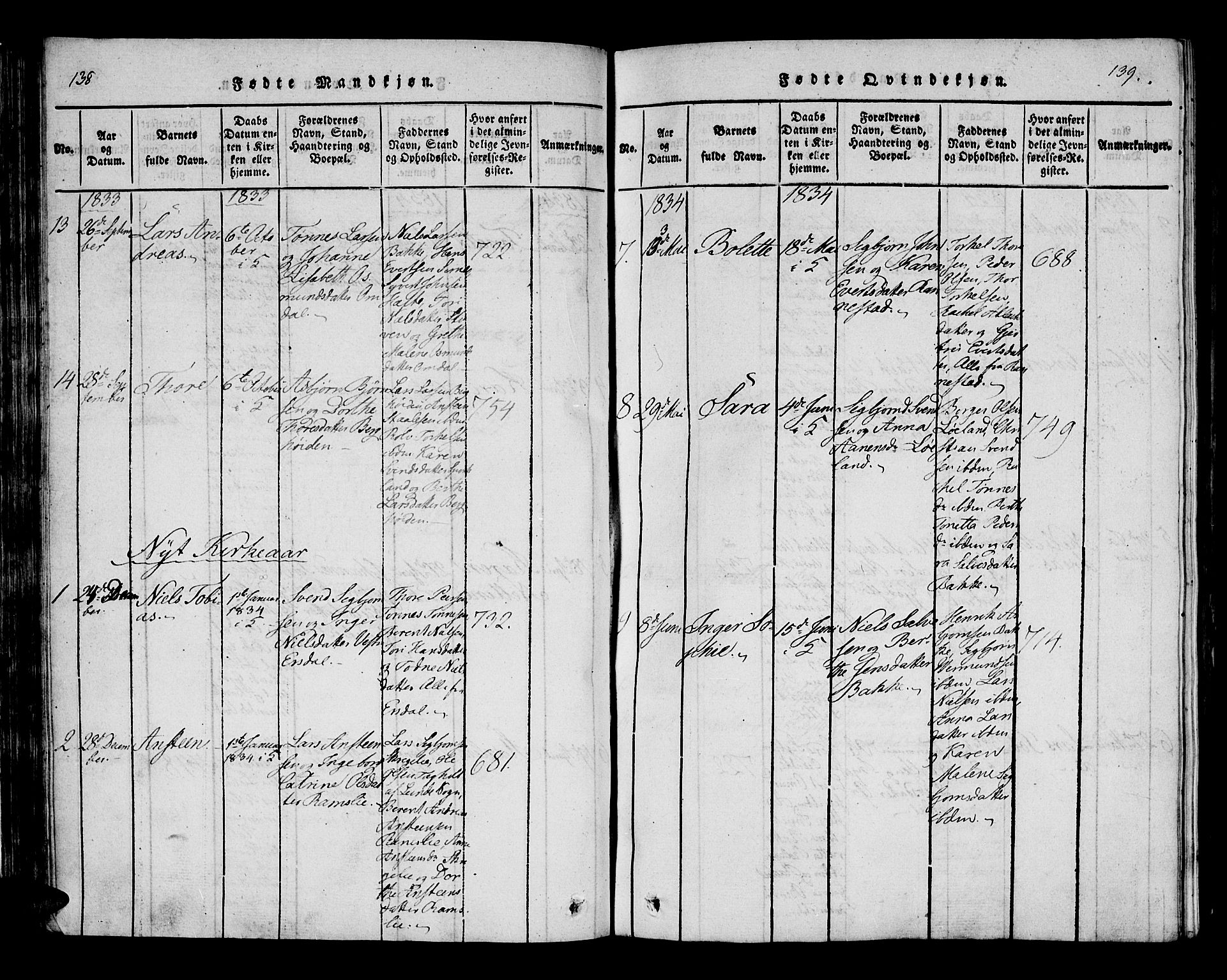 Bakke sokneprestkontor, AV/SAK-1111-0002/F/Fa/Faa/L0003: Parish register (official) no. A 3, 1815-1835, p. 138-139