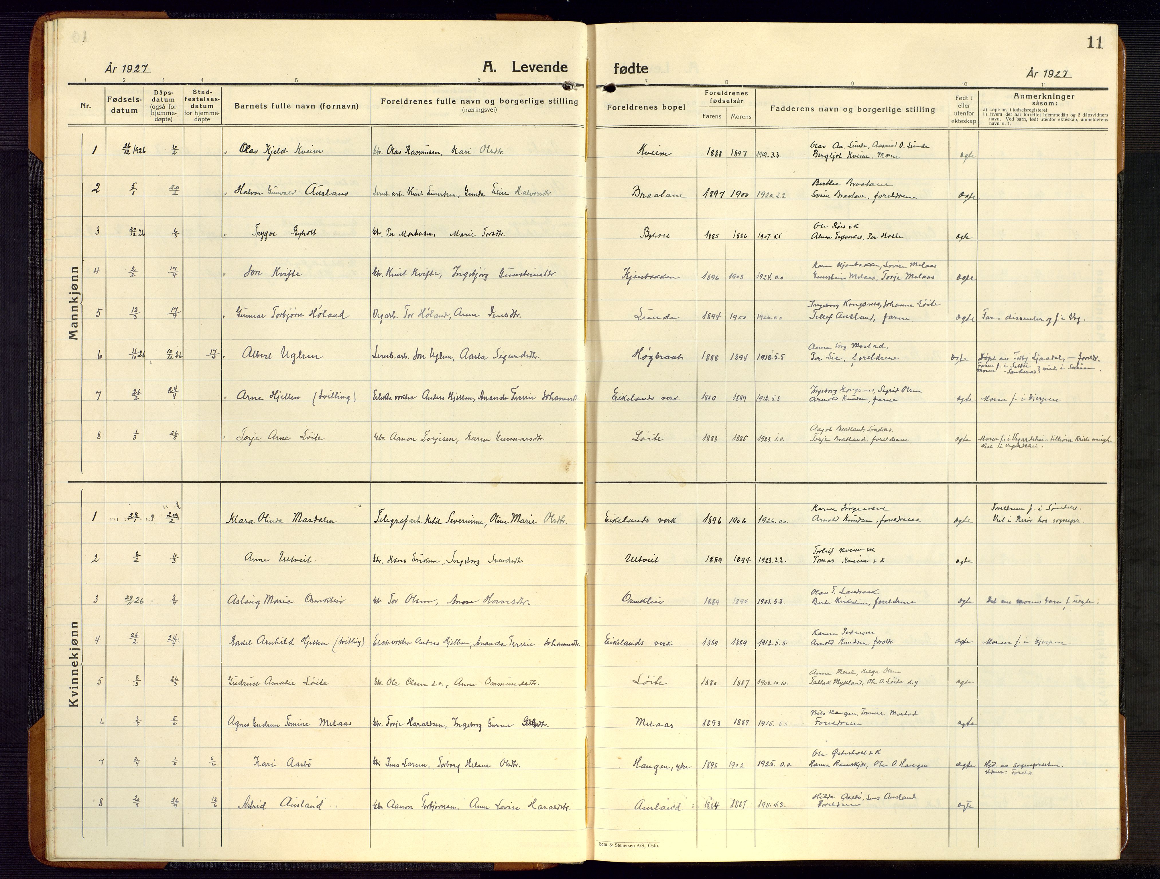 Gjerstad sokneprestkontor, AV/SAK-1111-0014/F/Fb/Fba/L0009: Parish register (copy) no. B 9, 1925-1946, p. 11