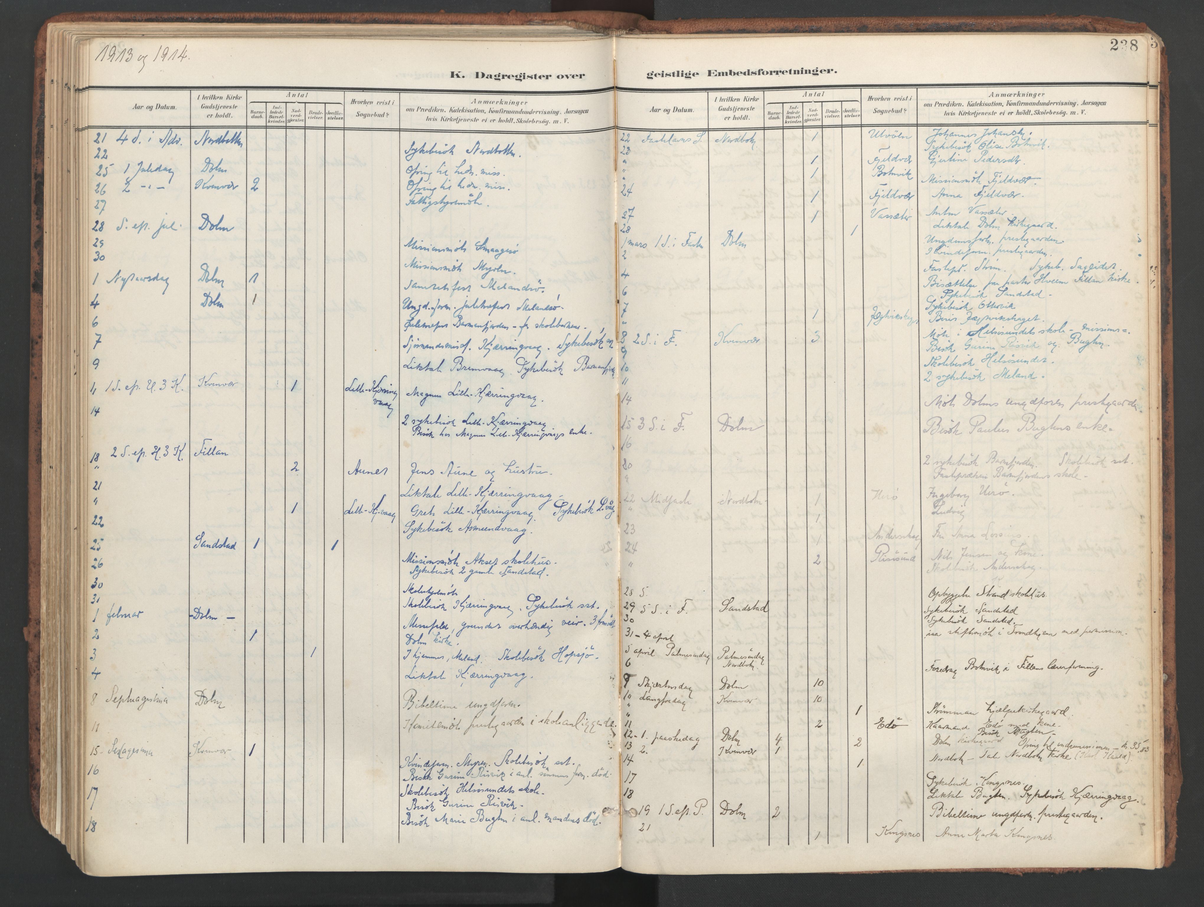 Ministerialprotokoller, klokkerbøker og fødselsregistre - Sør-Trøndelag, SAT/A-1456/634/L0537: Parish register (official) no. 634A13, 1896-1922, p. 238