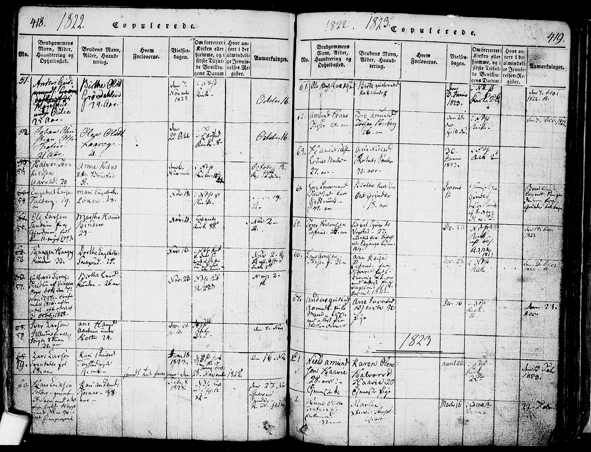 Nes prestekontor Kirkebøker, SAO/A-10410/F/Fa/L0005: Parish register (official) no. I 5, 1815-1835, p. 418-419