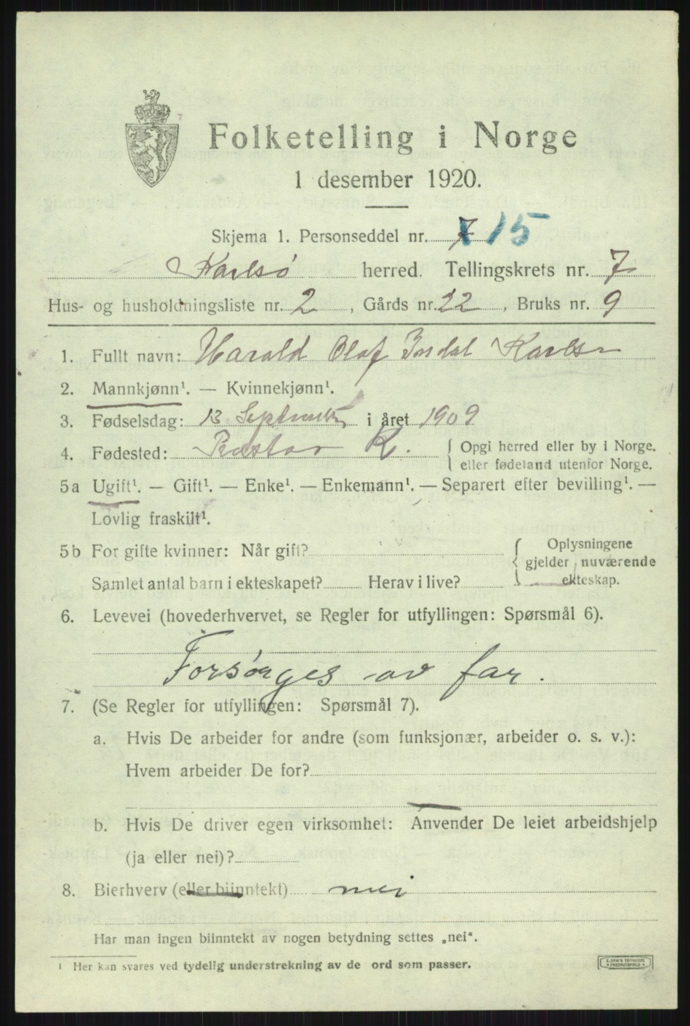 SATØ, 1920 census for Karlsøy, 1920, p. 2648