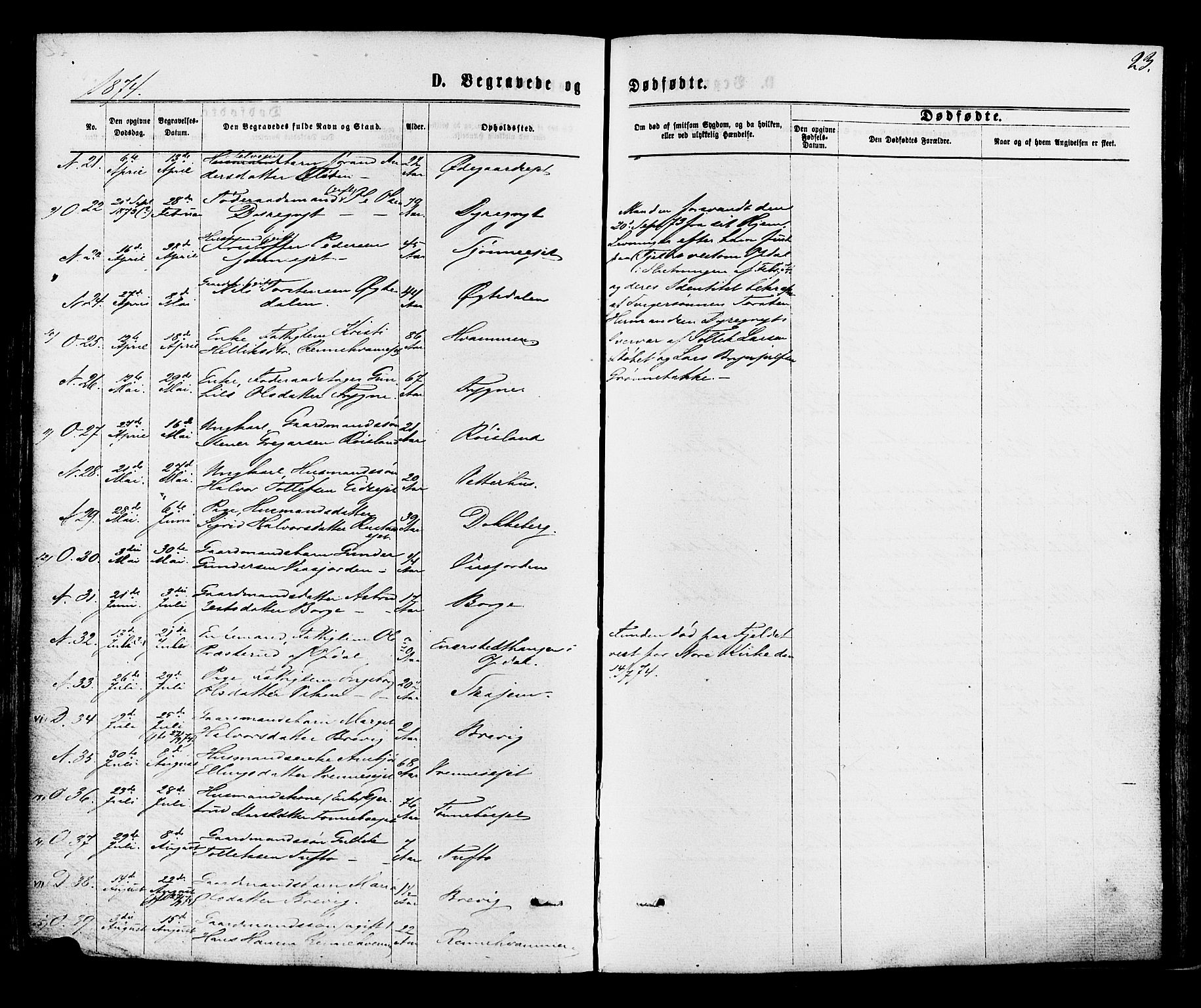 Nore kirkebøker, SAKO/A-238/F/Fa/L0004: Parish register (official) no. I 4, 1867-1877, p. 23