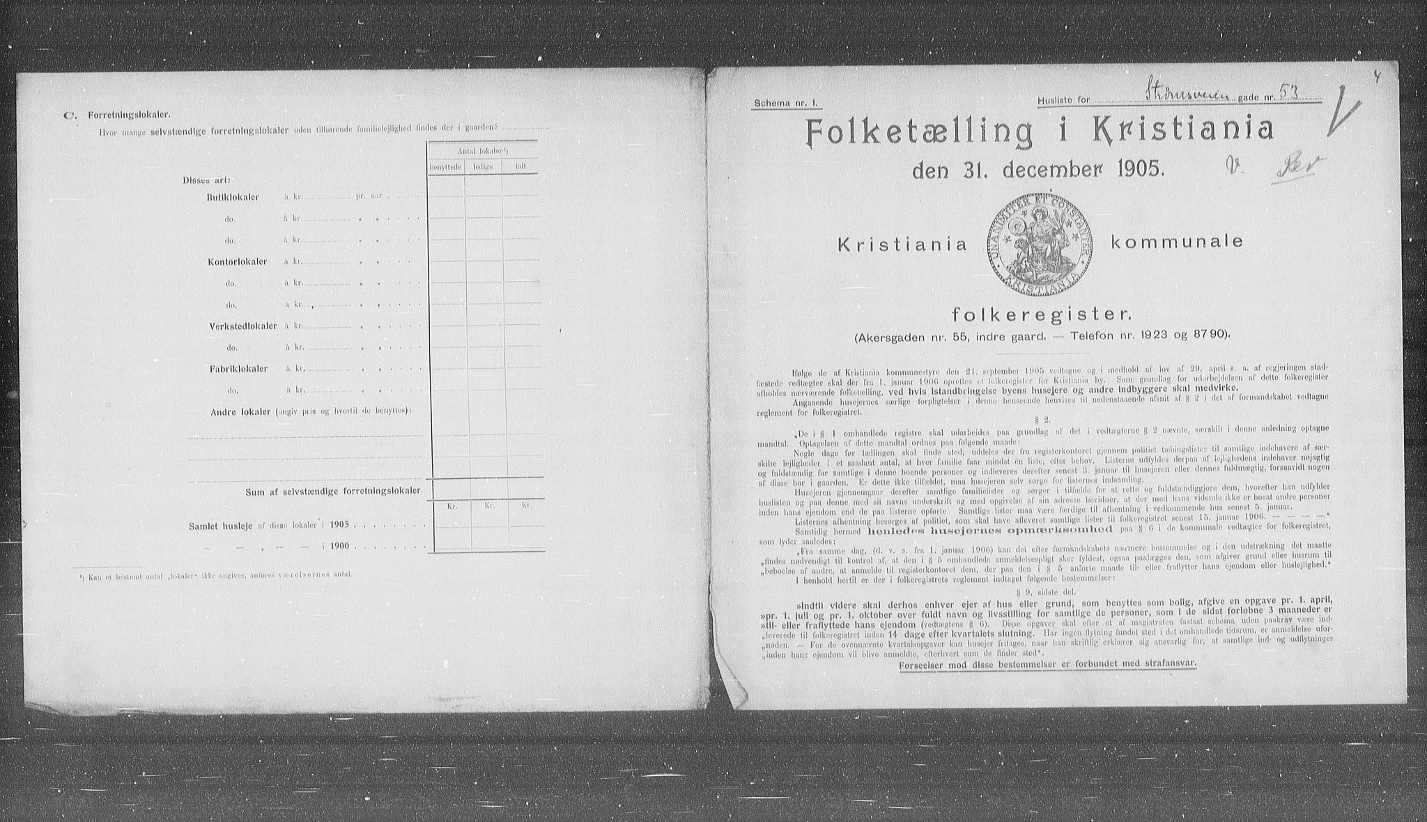 OBA, Municipal Census 1905 for Kristiania, 1905, p. 54656