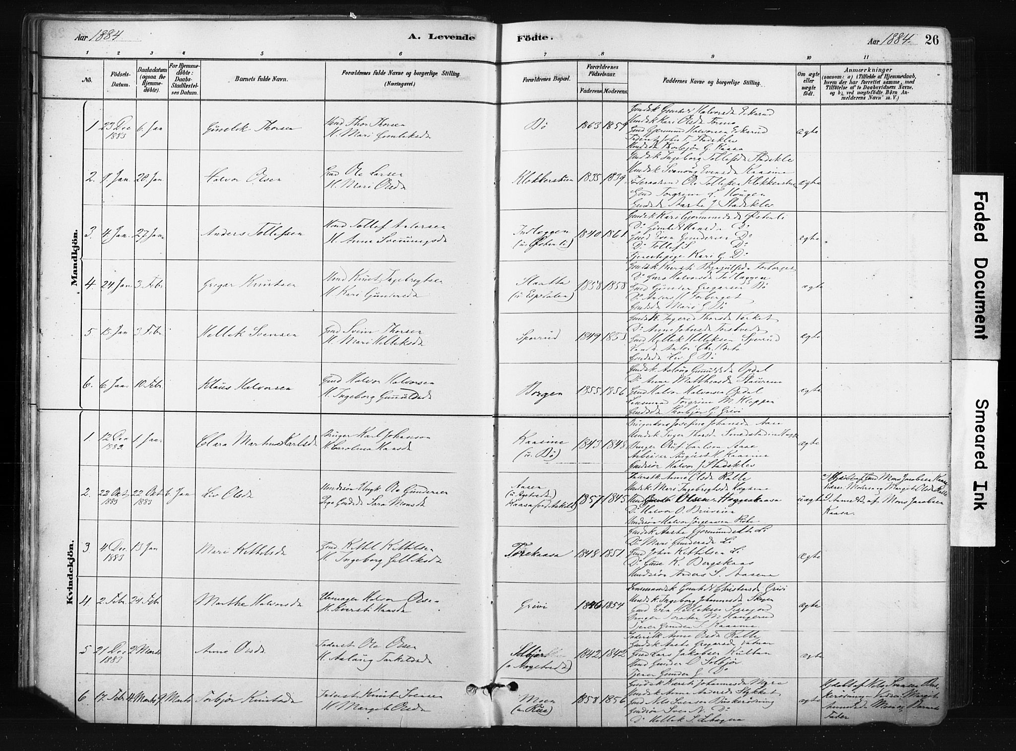 Bø kirkebøker, SAKO/A-257/F/Fa/L0010: Parish register (official) no. 10, 1880-1892, p. 26