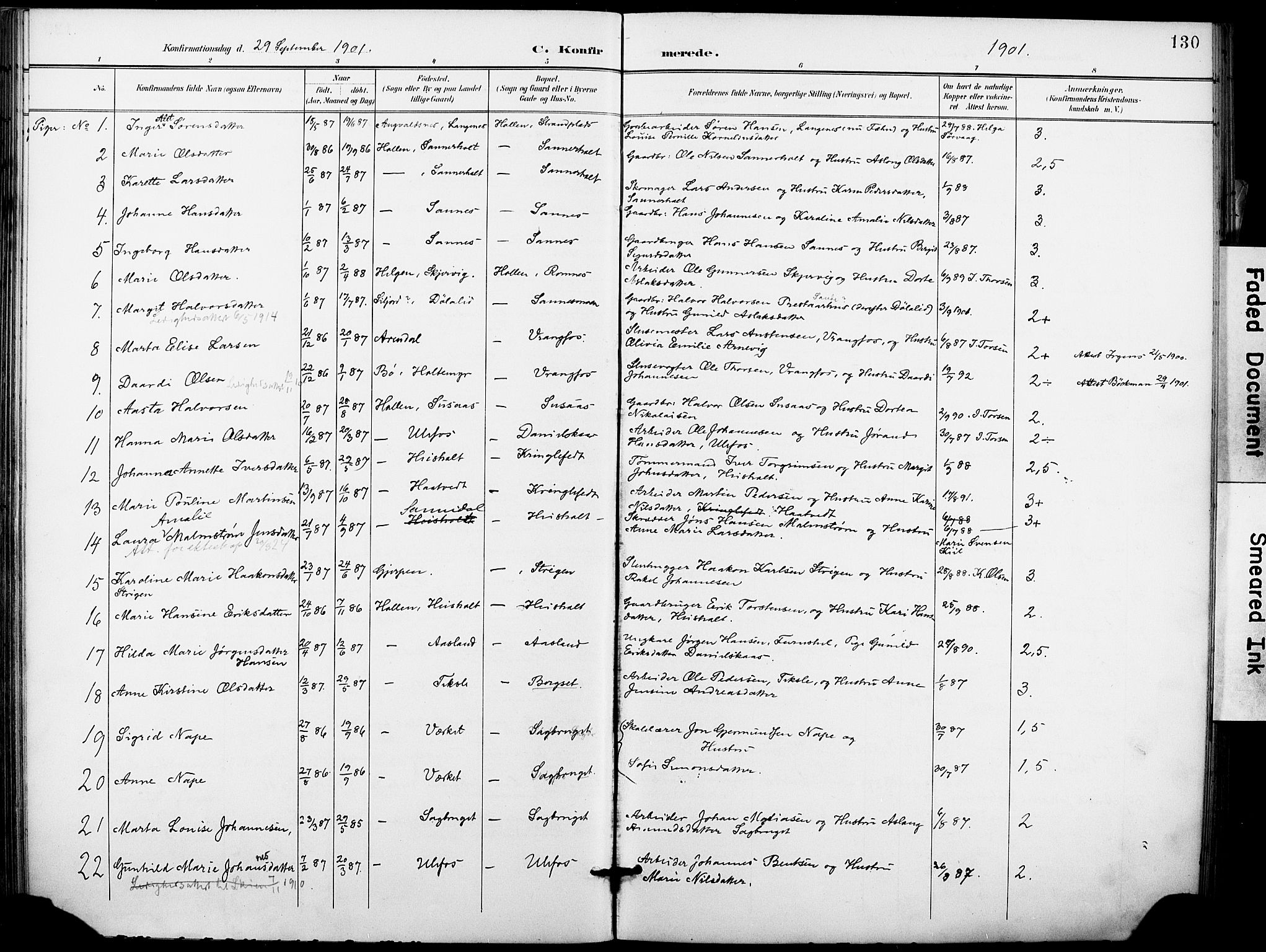 Holla kirkebøker, AV/SAKO-A-272/F/Fa/L0010: Parish register (official) no. 10, 1897-1907, p. 130