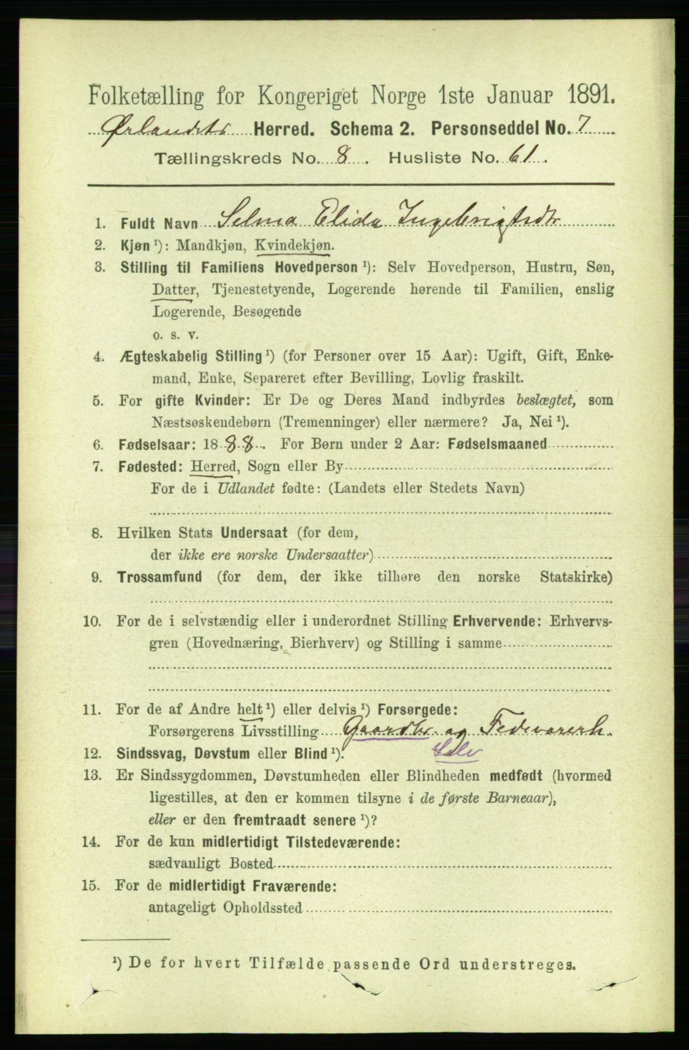 RA, 1891 census for 1621 Ørland, 1891, p. 3576