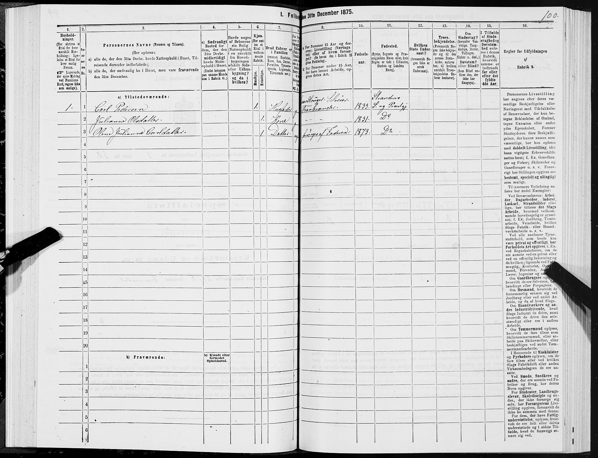 SAT, 1875 census for 1525P Stranda, 1875, p. 2100