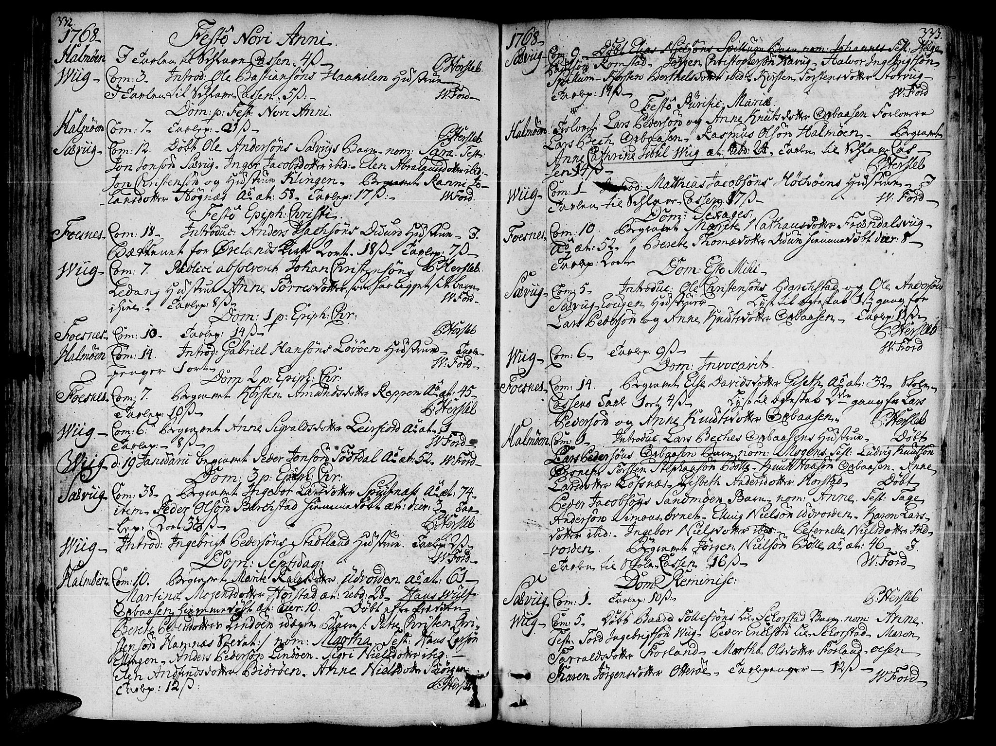 Ministerialprotokoller, klokkerbøker og fødselsregistre - Nord-Trøndelag, AV/SAT-A-1458/773/L0607: Parish register (official) no. 773A01, 1751-1783, p. 332-333