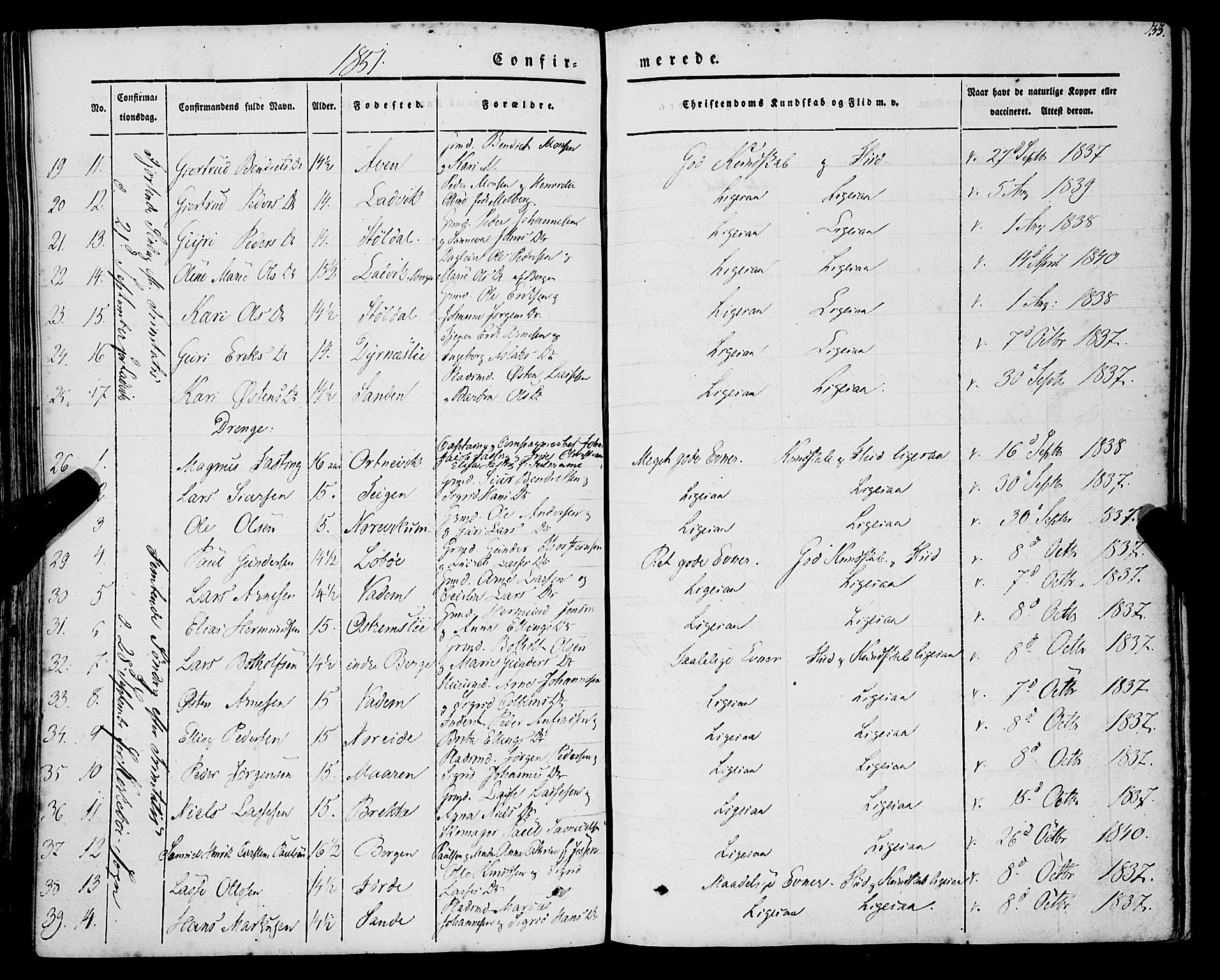 Lavik sokneprestembete, AV/SAB-A-80901: Parish register (official) no. A 3, 1843-1863, p. 33