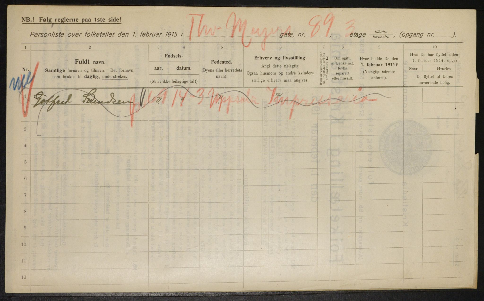 OBA, Municipal Census 1915 for Kristiania, 1915, p. 111587